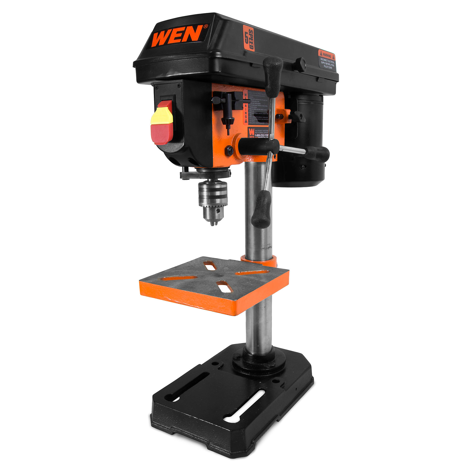 WEN, 8Inch 5-Speed Cast Iron Benchtop Drill Press, Chuck Size 0.5 in, Horsepower 0.37 Model 4208T