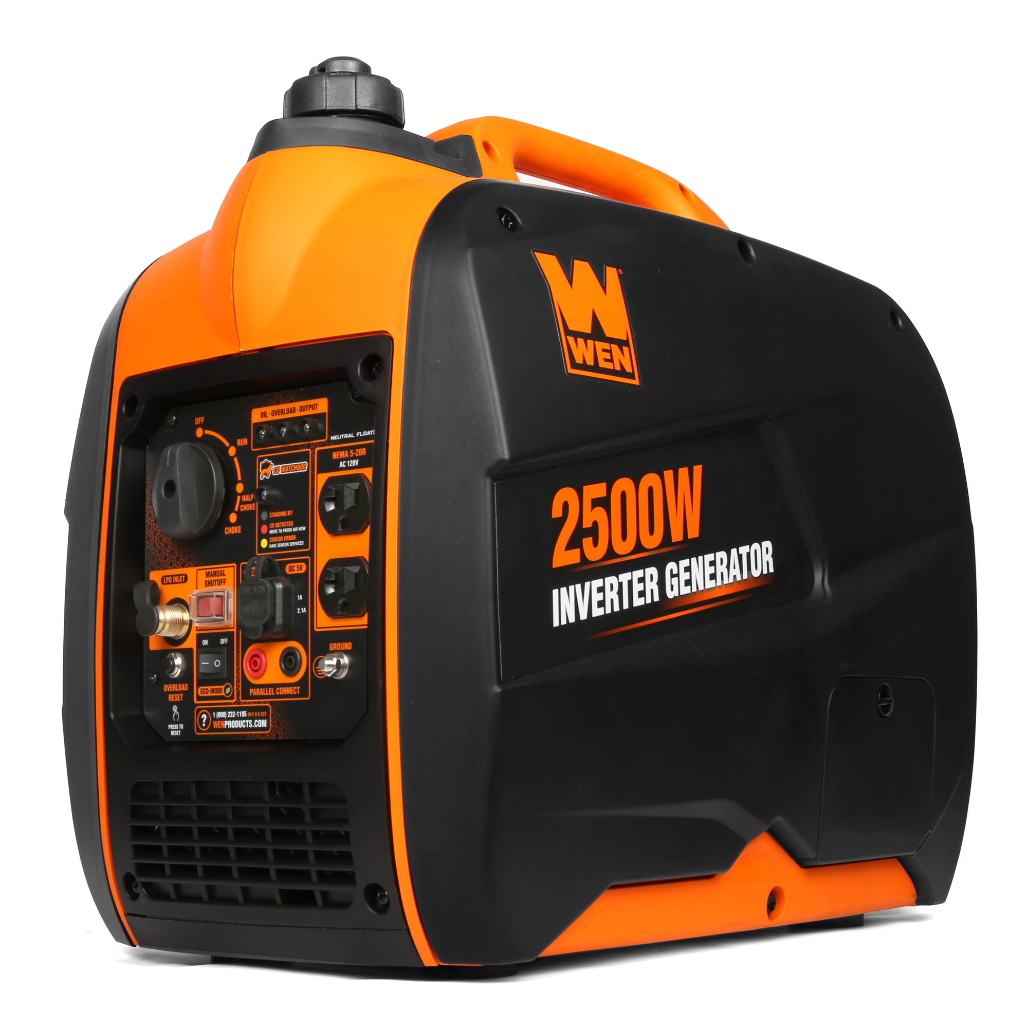 WEN, 2500-Watt Dual Fuel Inverter Generator, CO Sensor, Surge Watts 2500 Rated Watts 2000 Voltage 120 Model DF250iX