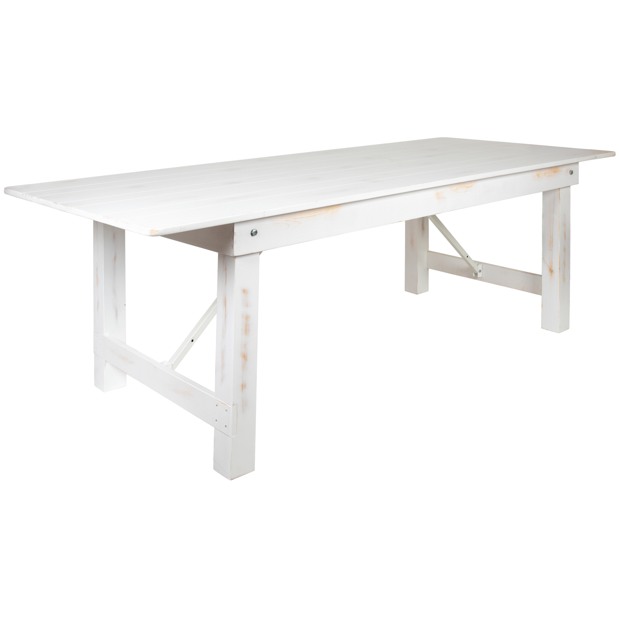 Flash Furniture, 8ft.x40Inch Rustic White Solid Pine Folding Farm Table, Height 29.75 in, Width 40 in, Length 96 in, Model XAF96X40WH
