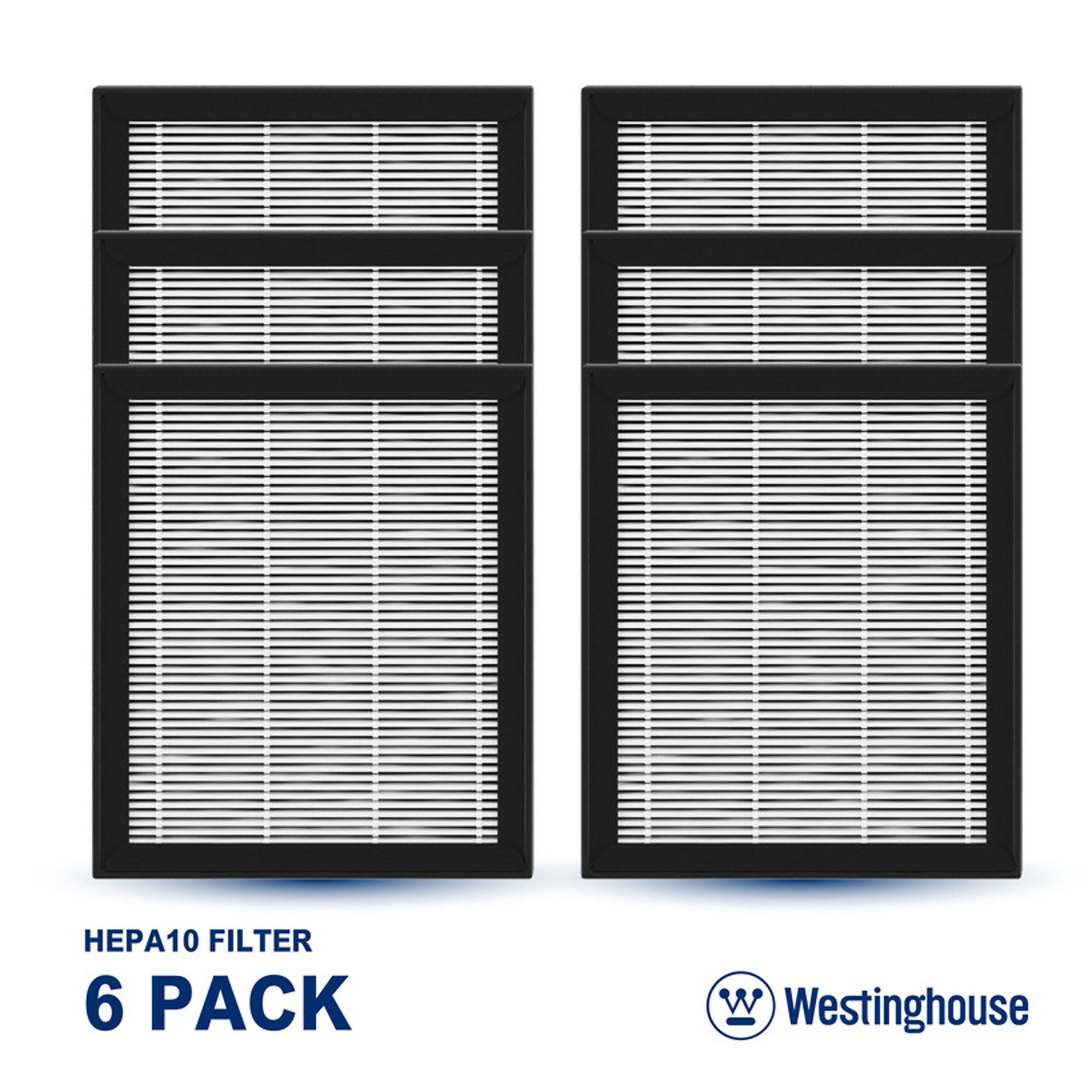 Westinghouse, 6-Pack Medical-Grade HEPA Filters for Model WH10P, Width 5.2 in, Height 6.14 in, Filters (qty.) 6 Model WES-HEPA10X6