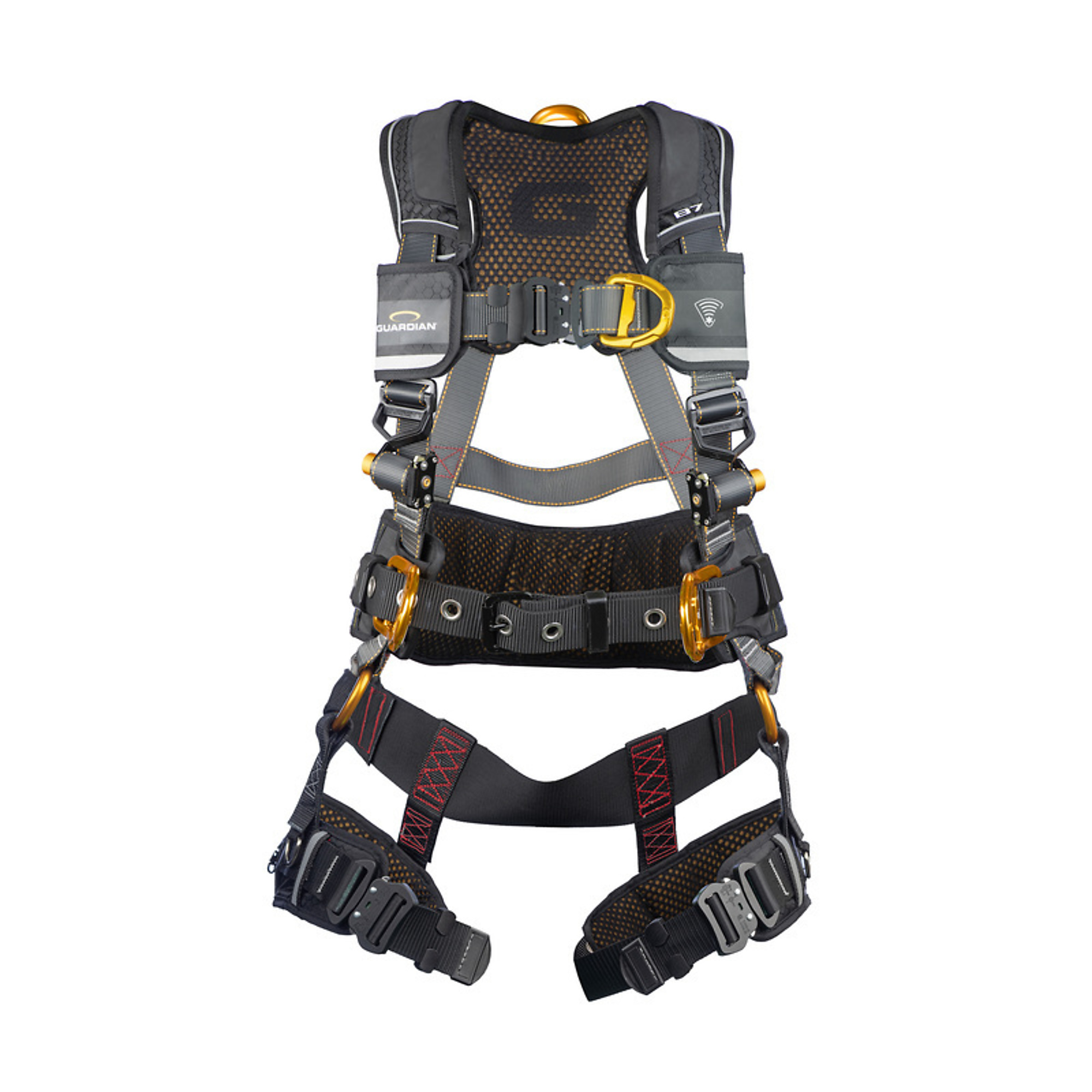 Guardian, B7 Harness w/ Waist Pad, XL, 4 D-Ring, QC Buckles, Weight Capacity 420 lb, Harness Size XL, Model 3740076