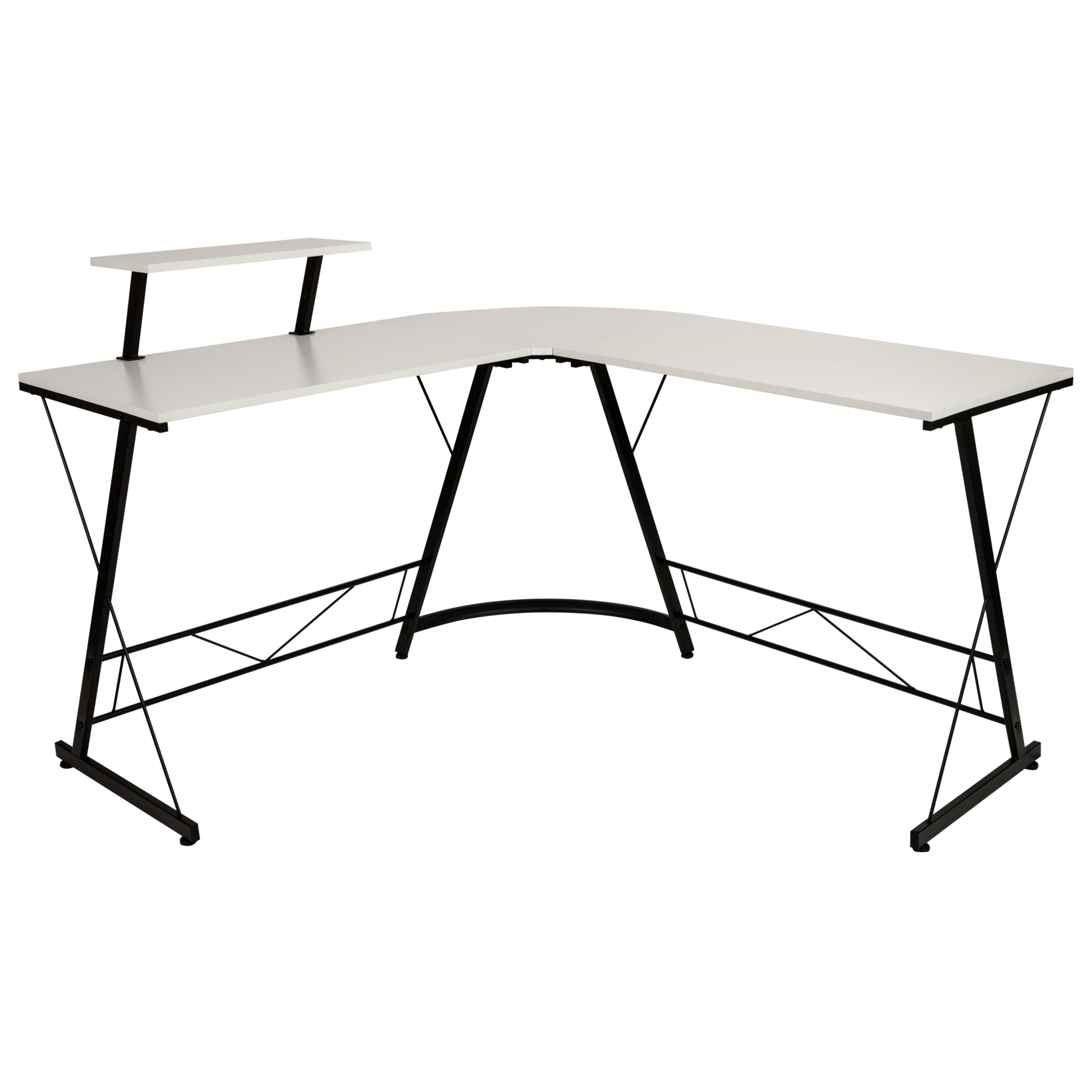 Flash Furniture, L-Shaped Computer Corner Desk, Gaming Desk, Width 71.5 in, Height 36.5 in, Depth 50.75 in, Model NANCD22181WHBK