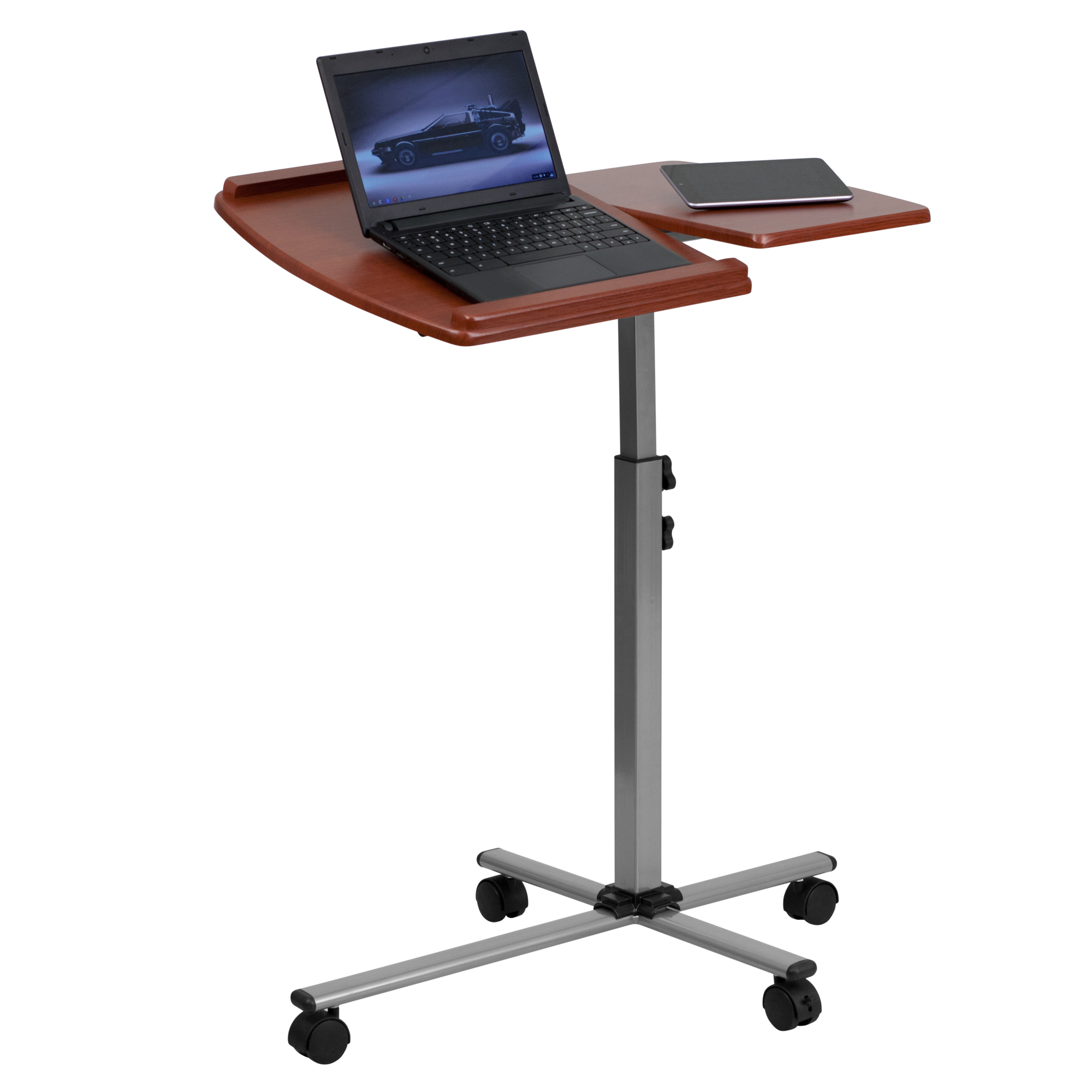 Flash Furniture, Angle and Height Adjustable Mobile Laptop Table, Width 29.25 in, Height 38.5 in, Depth 17.5 in, Model NANJN2762