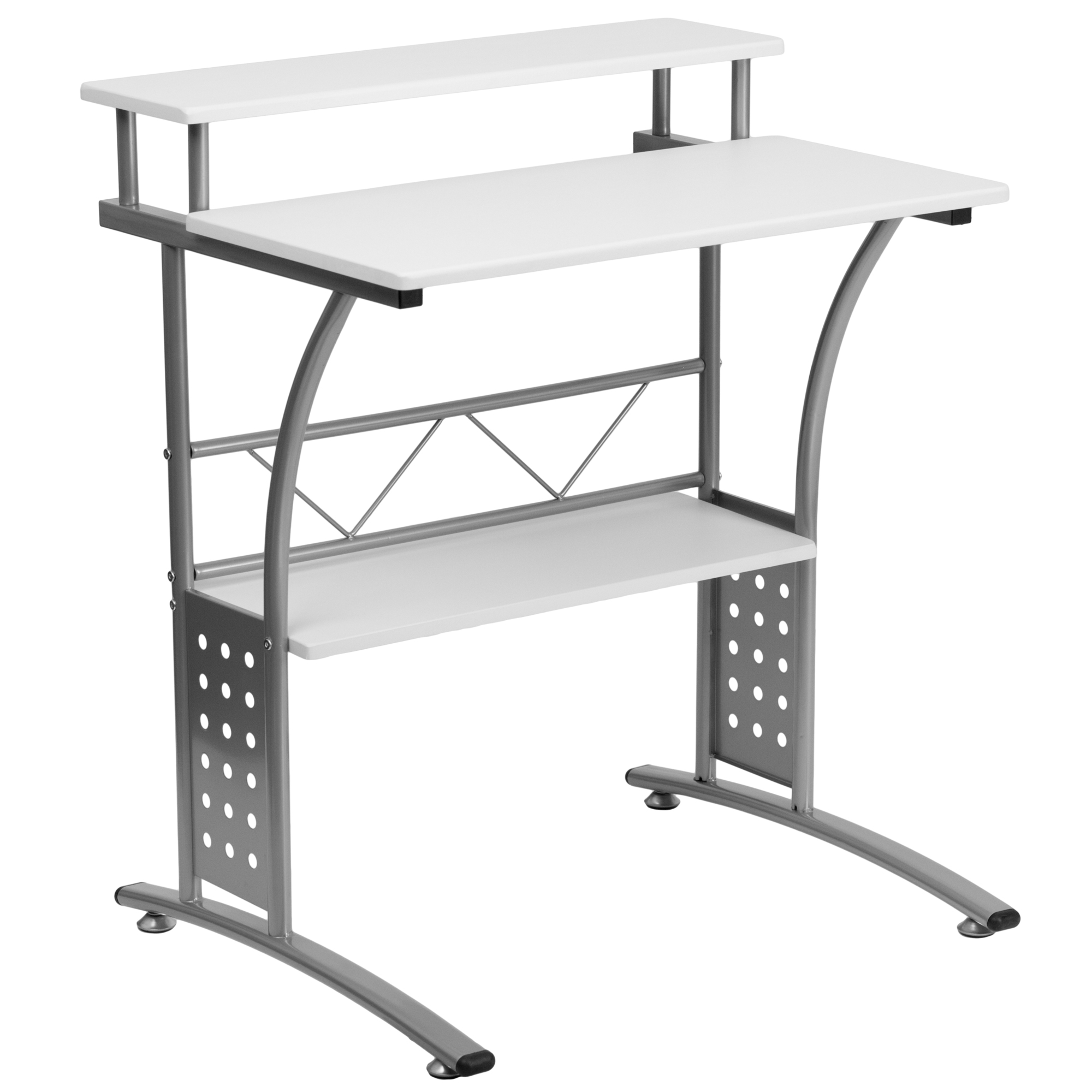Flash Furniture, White Computer Desk with Perforated Side Paneling, Width 28 in, Height 33 in, Depth 23.5 in, Model NANCLIFTONWH