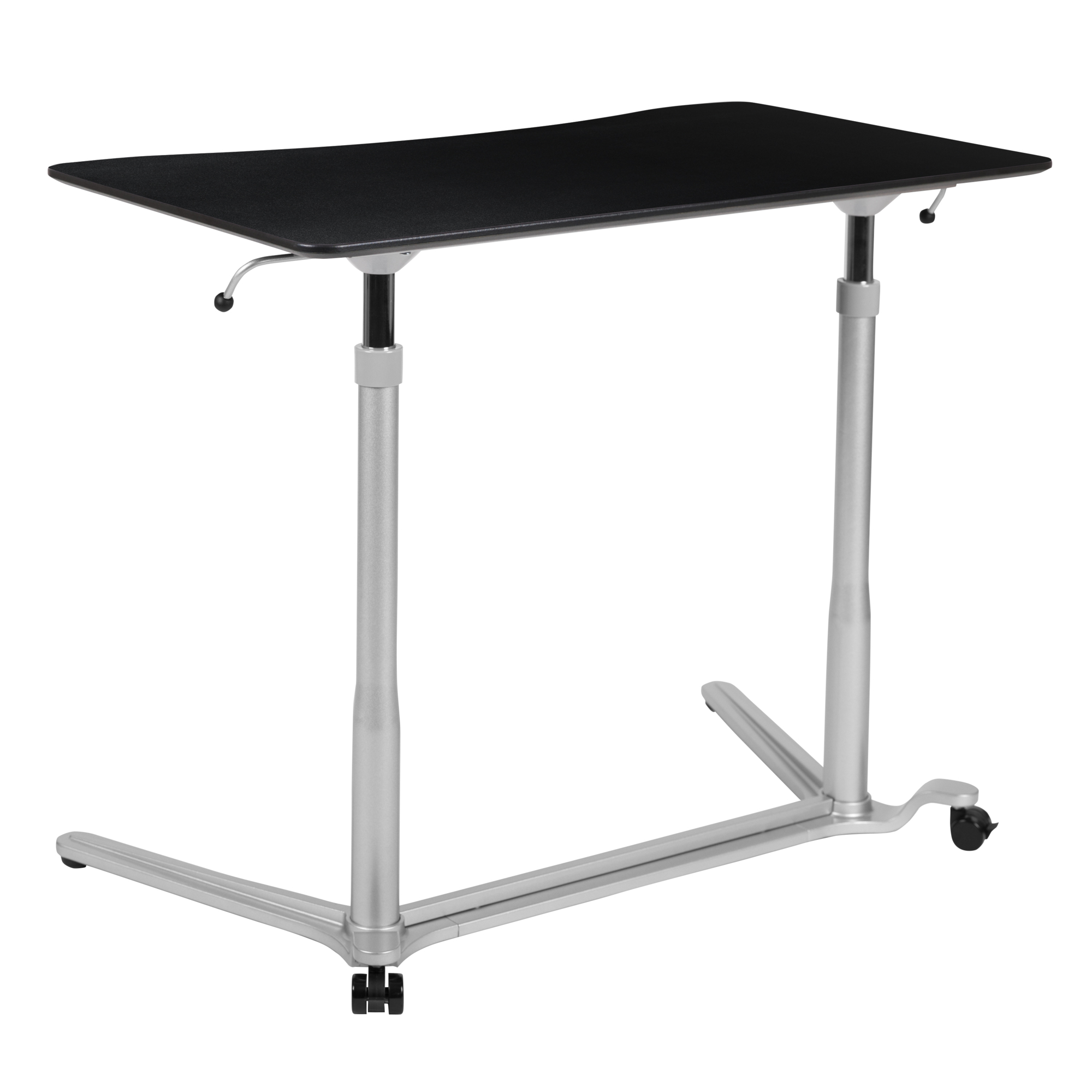 Flash Furniture, Black Sit-Down, Stand-Up Ergonomic Computer Desk, Width 37.375 in, Height 40.75 in, Depth 20.5 in, Model NANIP61BK