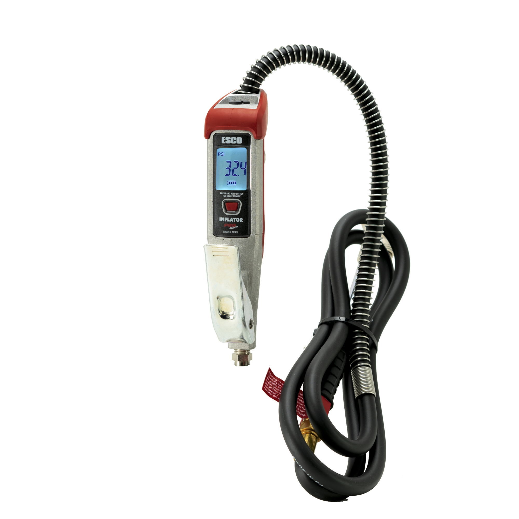 ESCO, Tire Inflator, Digital LCD Gauge, Max. PSI 200 Power Source Battery, Model 10962-L