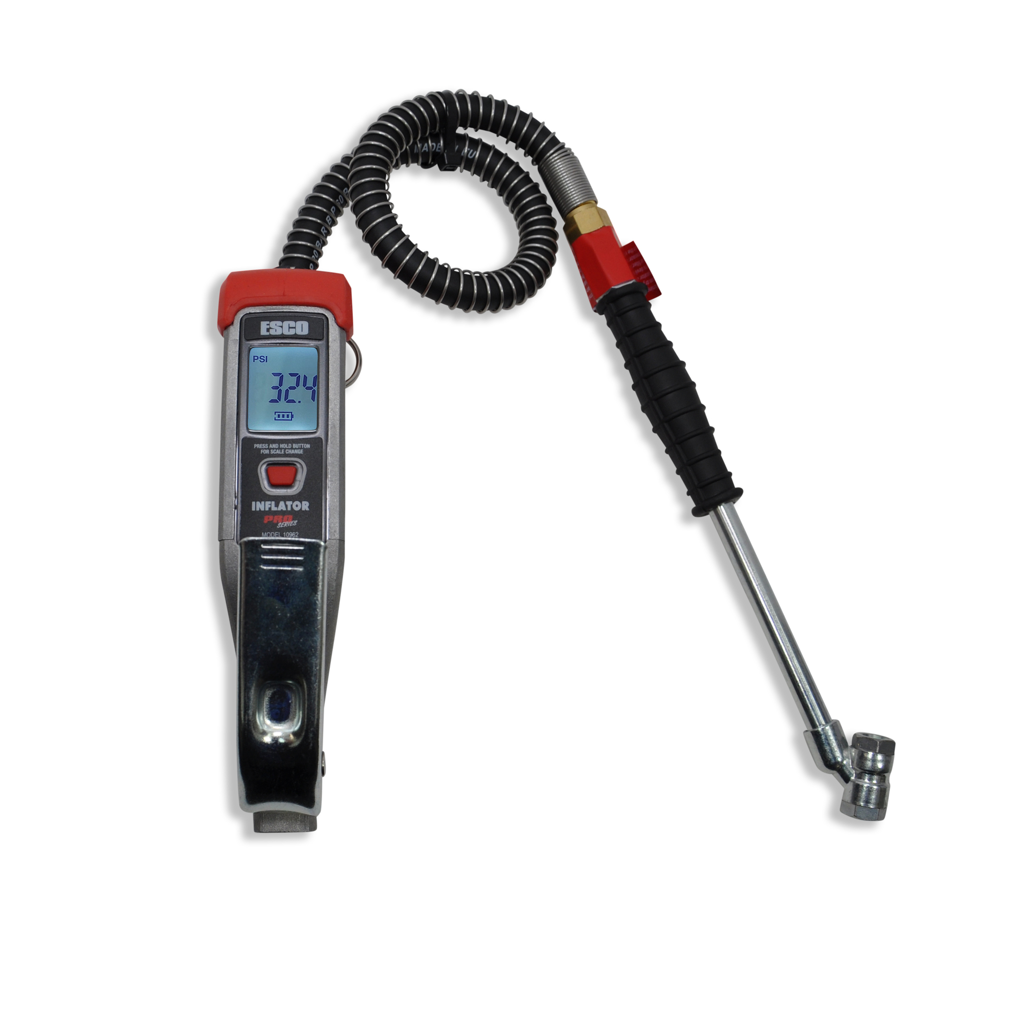 ESCO, Tire Inflator, Digital LCD Gauge, Max. PSI 200 Power Source Battery, Model 10962