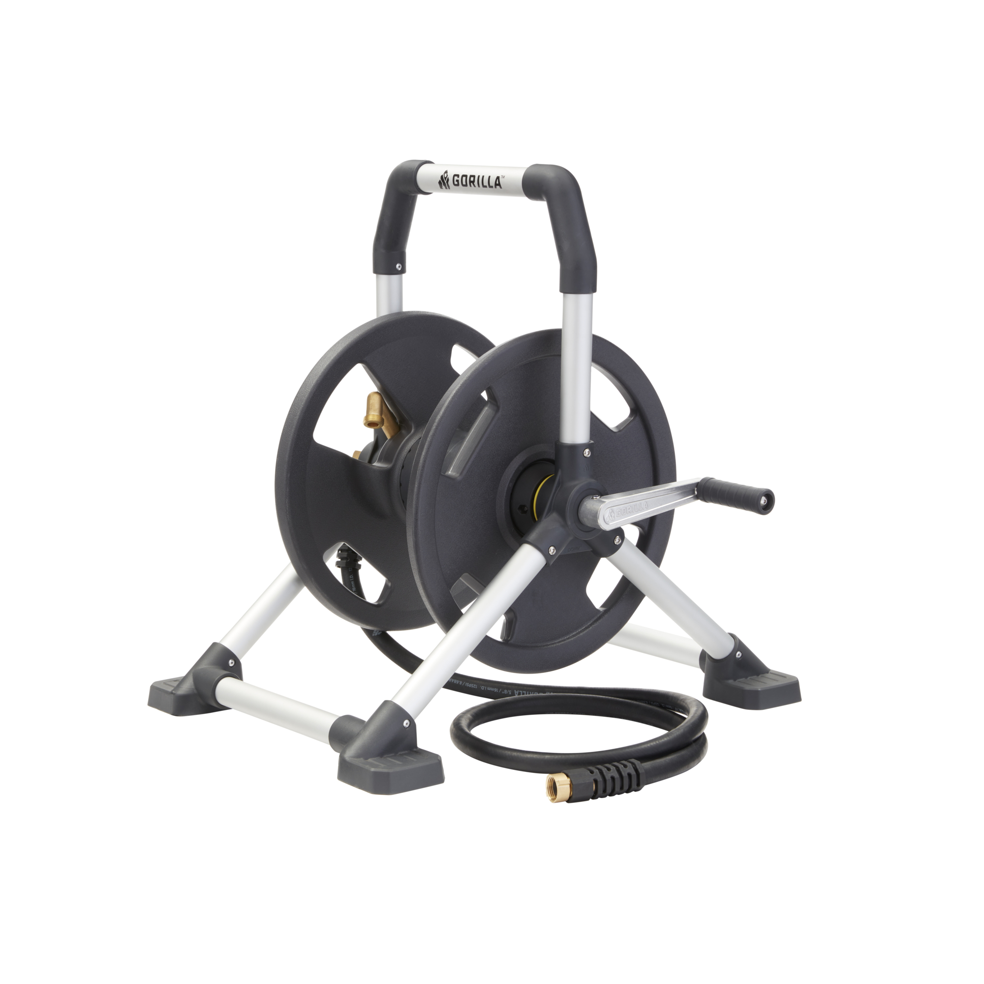 Gorilla, 150ft. Aluminum Zero Rust Hose Reel, Hose Length Capacity 150 ft, Color Black, Model GRS-150H