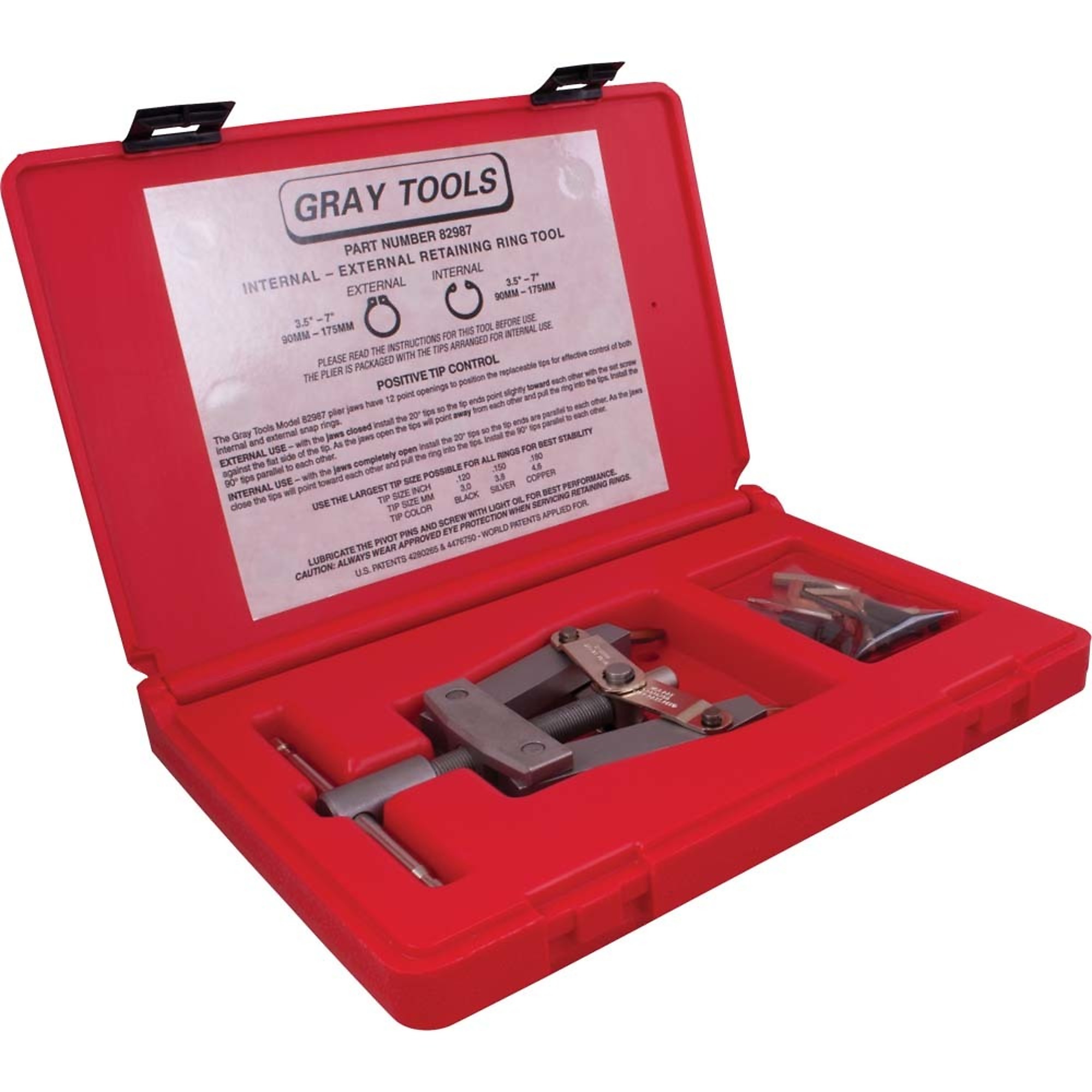Gray Tools, Internal-External Retaining Ring Tool, Pieces (qty.) 1 Material Alloy Steel, Model 82987