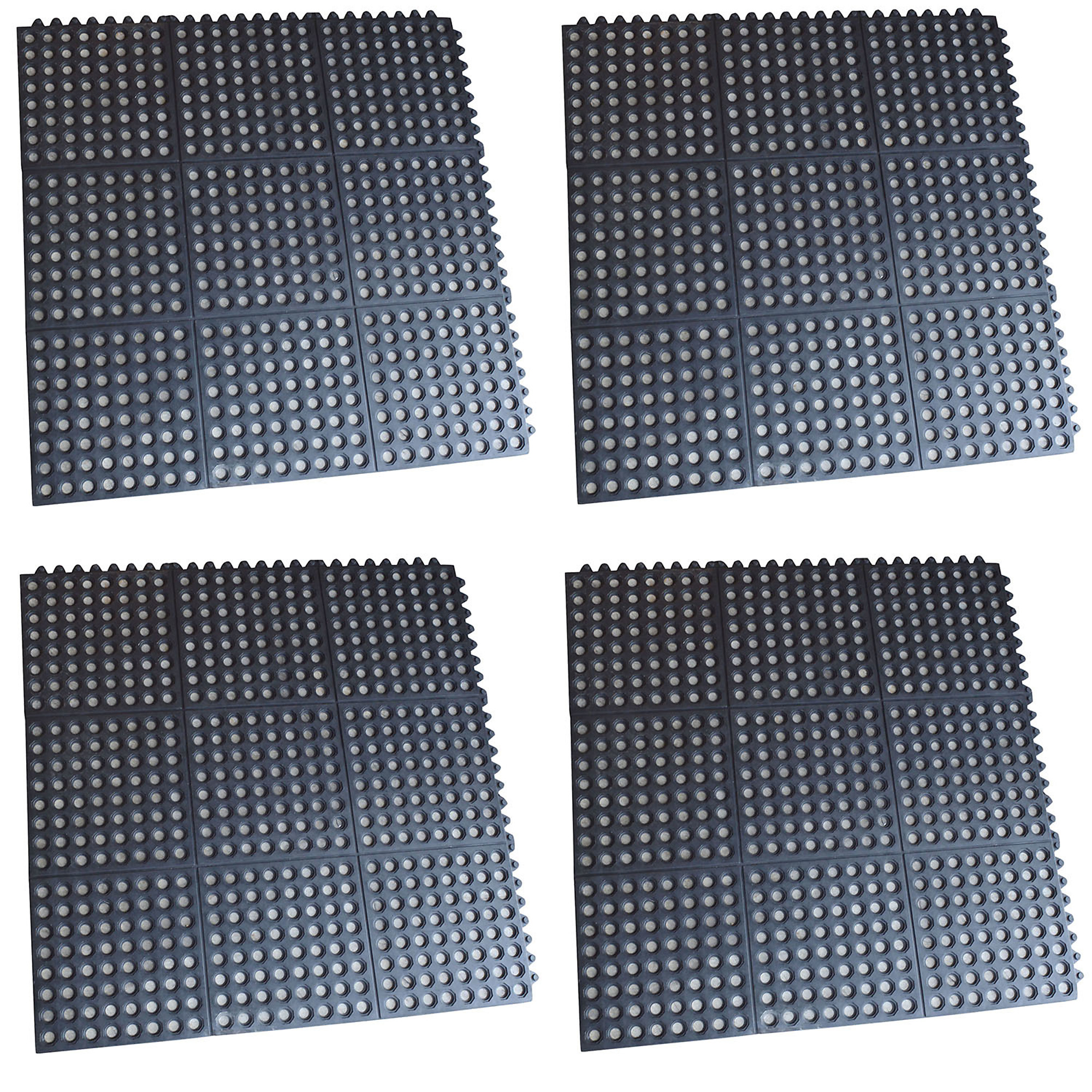Buffalo Tools, 3 x 3ft. Interlocking Rubber Mats - 4 Pack, Width 36 in, Length 36 in, Thickness 3/8 in, Model RMAT33I4PK