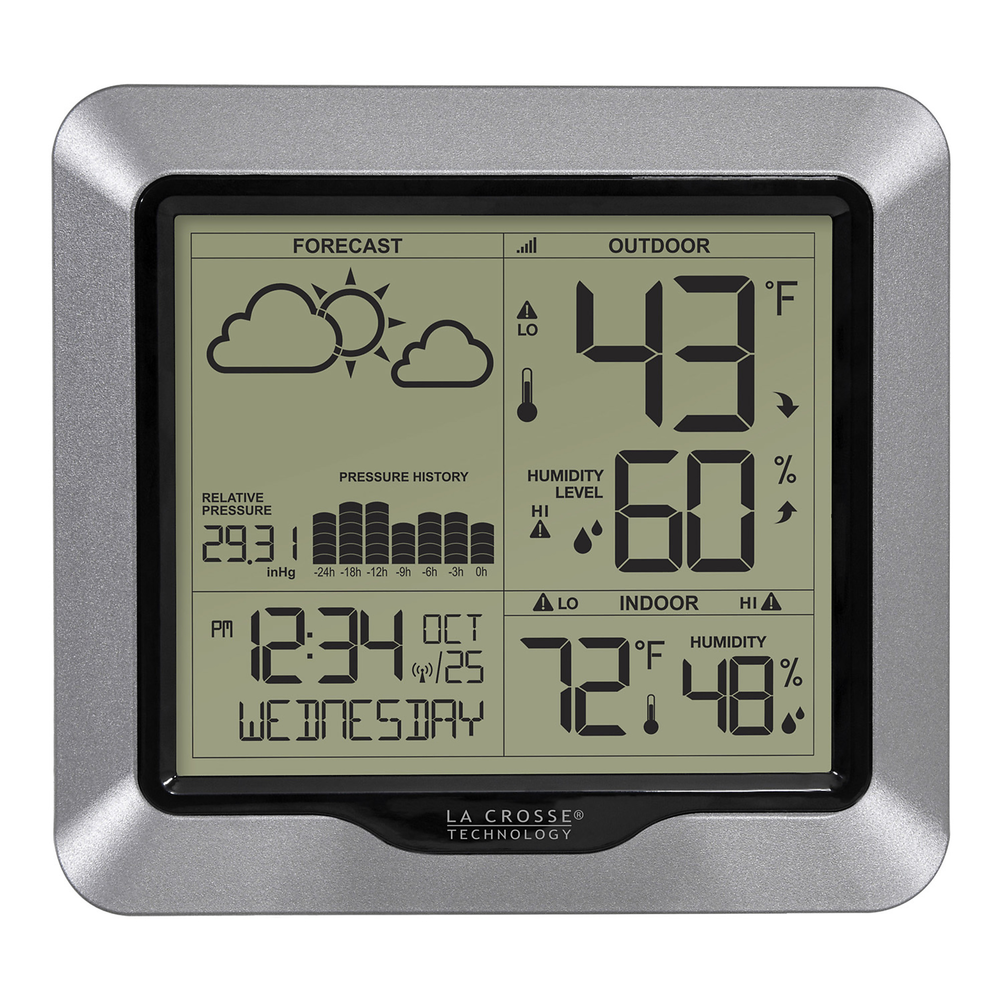 LaCrosse Technology, Weather Station with Forecast and Atomic Time, Display Type LCD, Model 308-1417