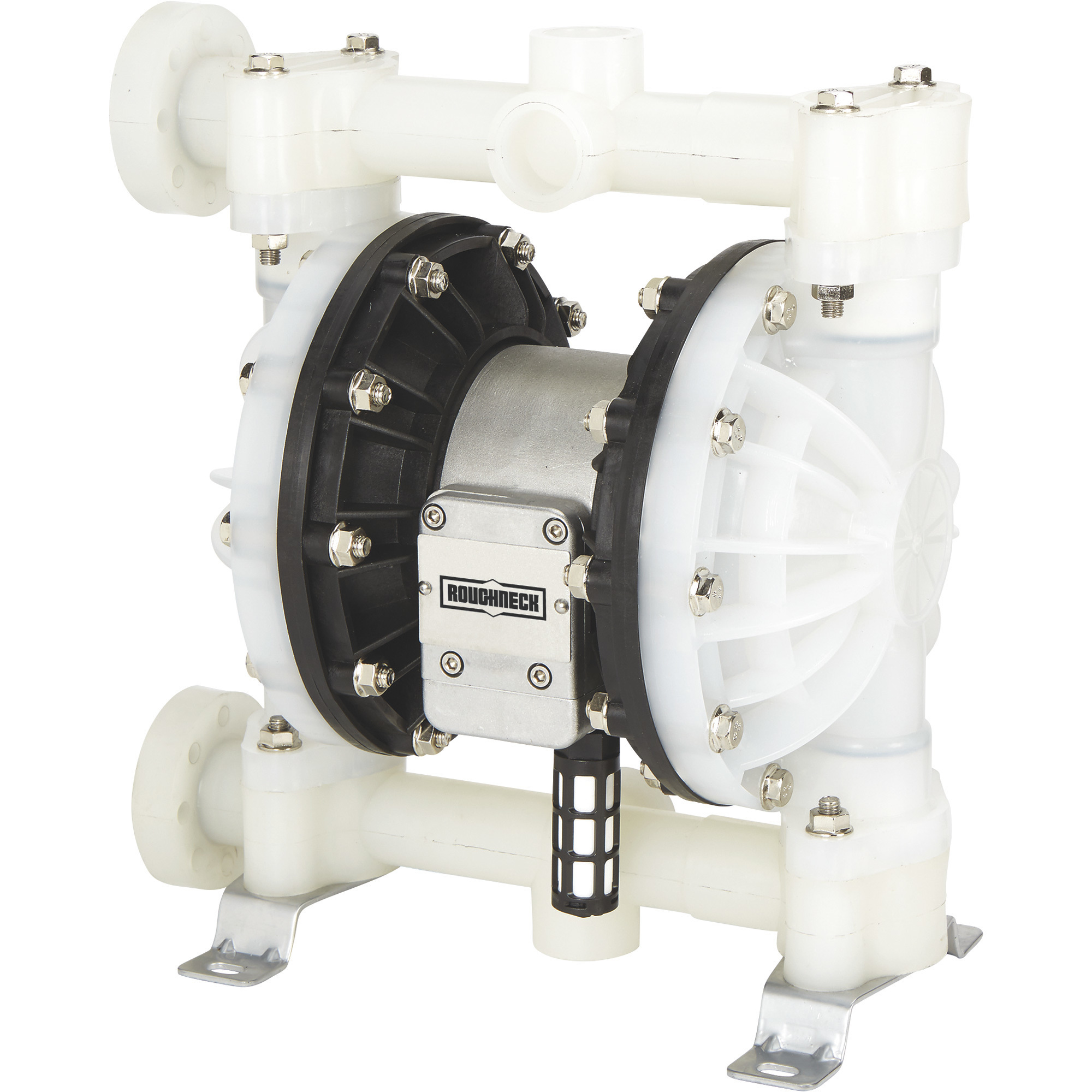 Roughneck Air-Operated Double Diaphragm Pump, 1Inch Ports, 24 GPM, Polypropylene