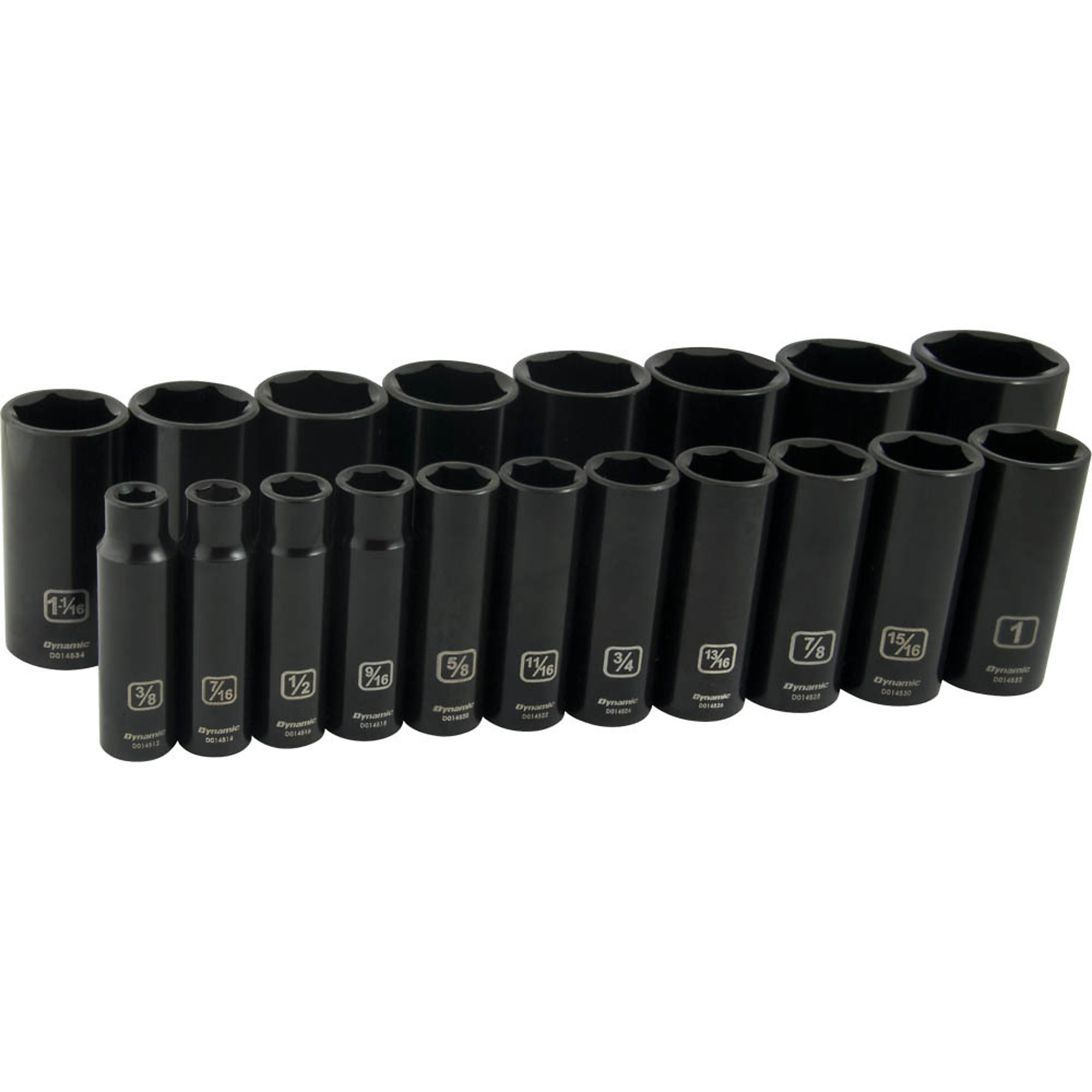 Dynamic Tools, 1/2Inch 6 Point Deep SAE Impact Socket Set, Measurement Standard Standard (SAE), Pieces (qty.) 19 Socket Set Type 1/2Inch Drive Sets,