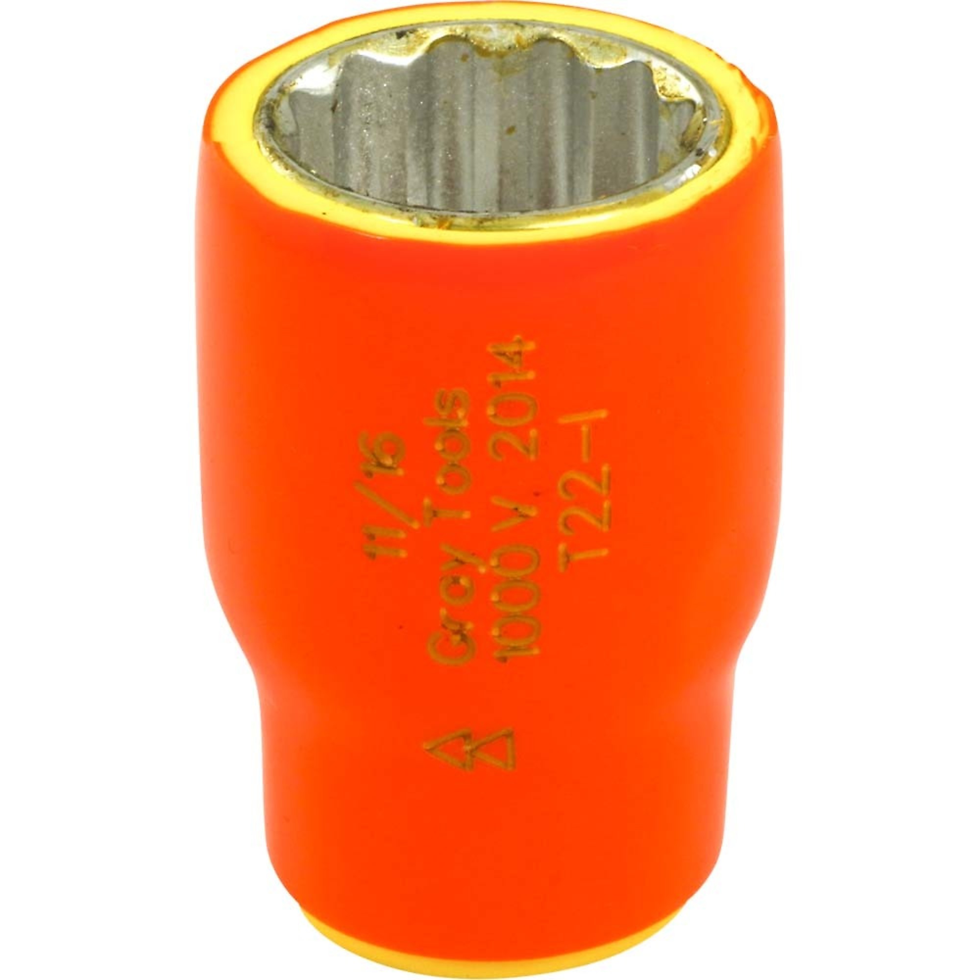 Gray Tools, 11/16Inch X 3/8Inch Drive Socket 1000V Insulated, Socket Size 11/16 in, Drive Size 3/8 in, Model T22-I