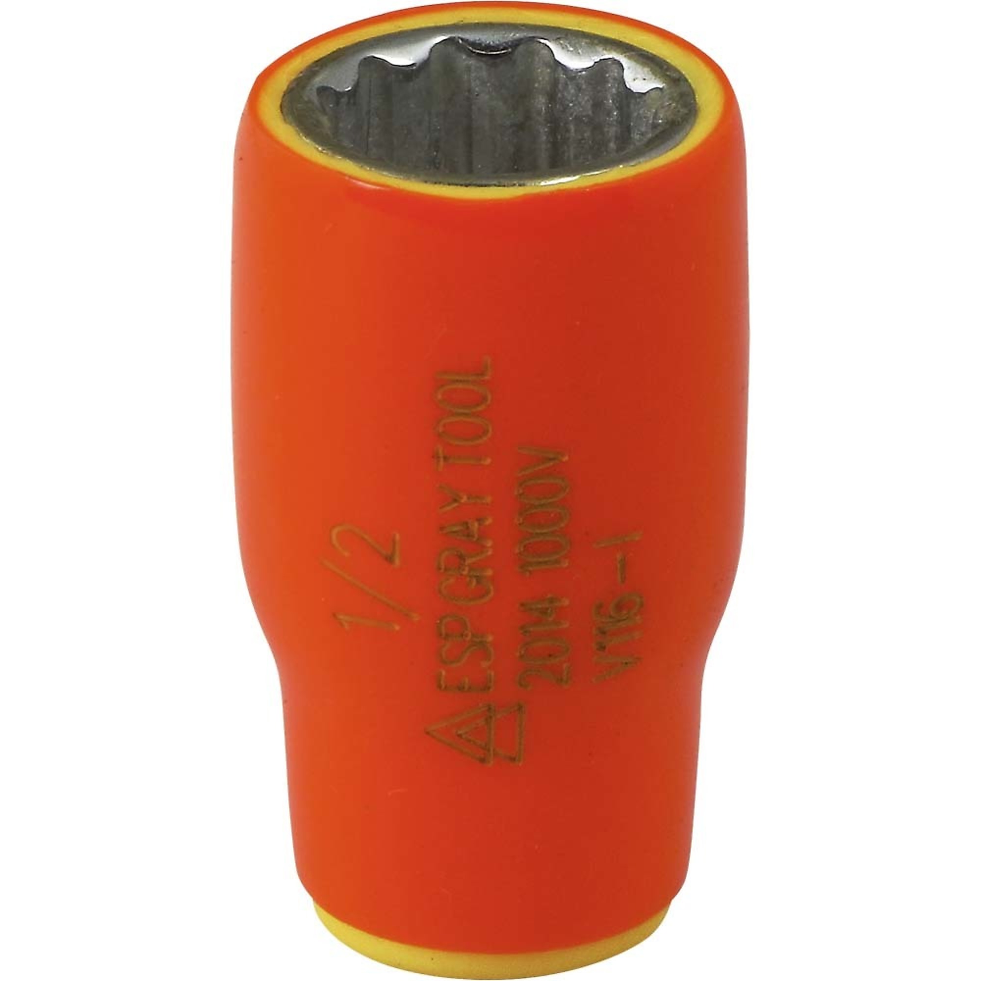 Gray Tools, 1/2Inch X 1/4Inch Drive Socket 1000V Insulated, Socket Size 1/2 in, Drive Size 1/4 in, Model V116-I