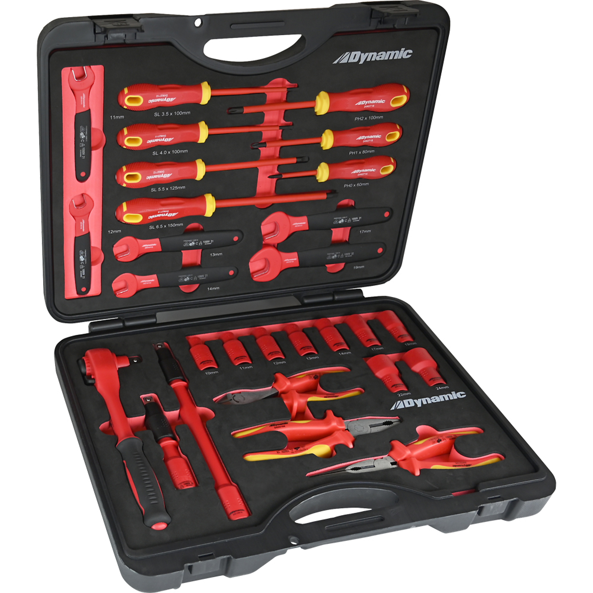 Dynamic Tools, 28 Piece Socket Wrench Set, 1000V Insulated, Pieces (qty.) 28 Model D113000