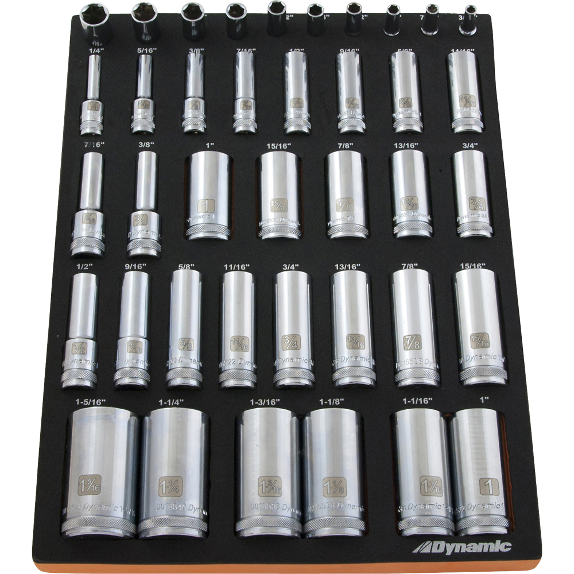 SAE Deep Socket Set With Foam Tool Organizer, Pieces (qty.) 40 Model - Dynamic Tools D096001-FT7T