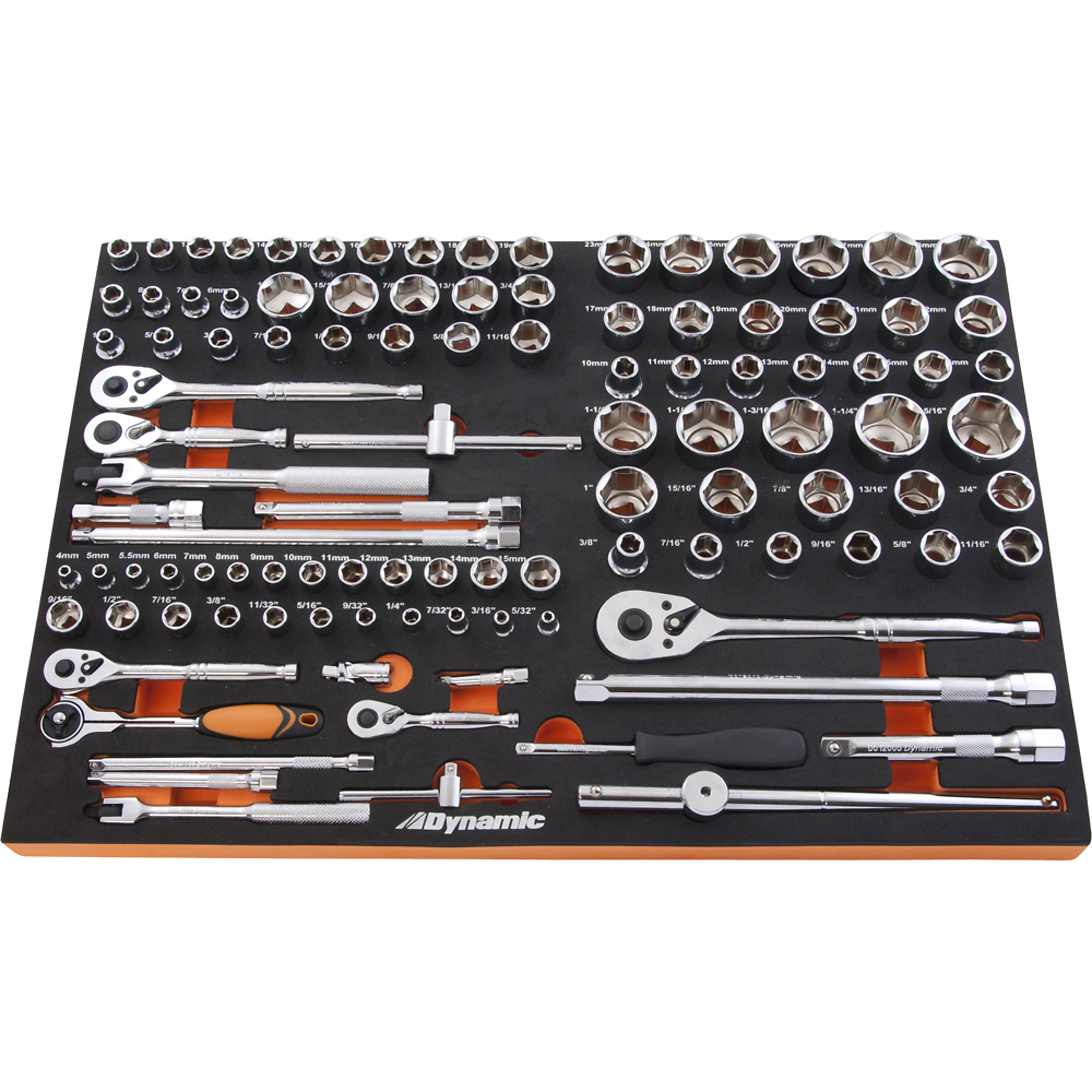 Dynamic Tools, 1/4â, 3/8â 1/2â Drive Socket Attachment Set, Pieces (qty.) 108 Model D096001-FT1T