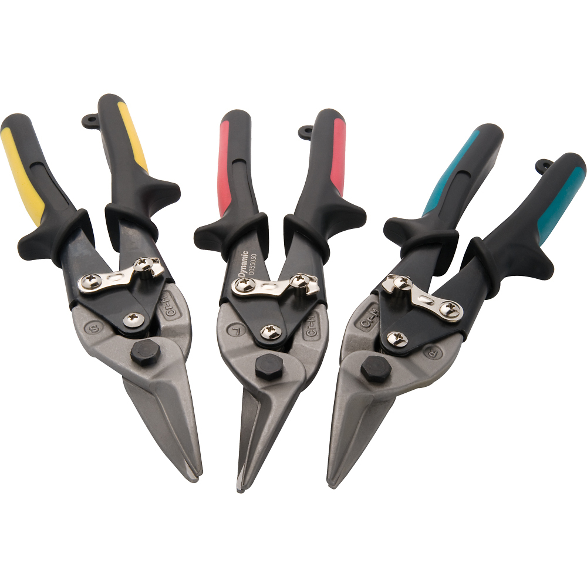 Dynamic Tools, 3 Piece Aviation Snips Set, Right/Straight/Left, Blade Size 1.75 in, Tool Length 14.5 in, Model D055205