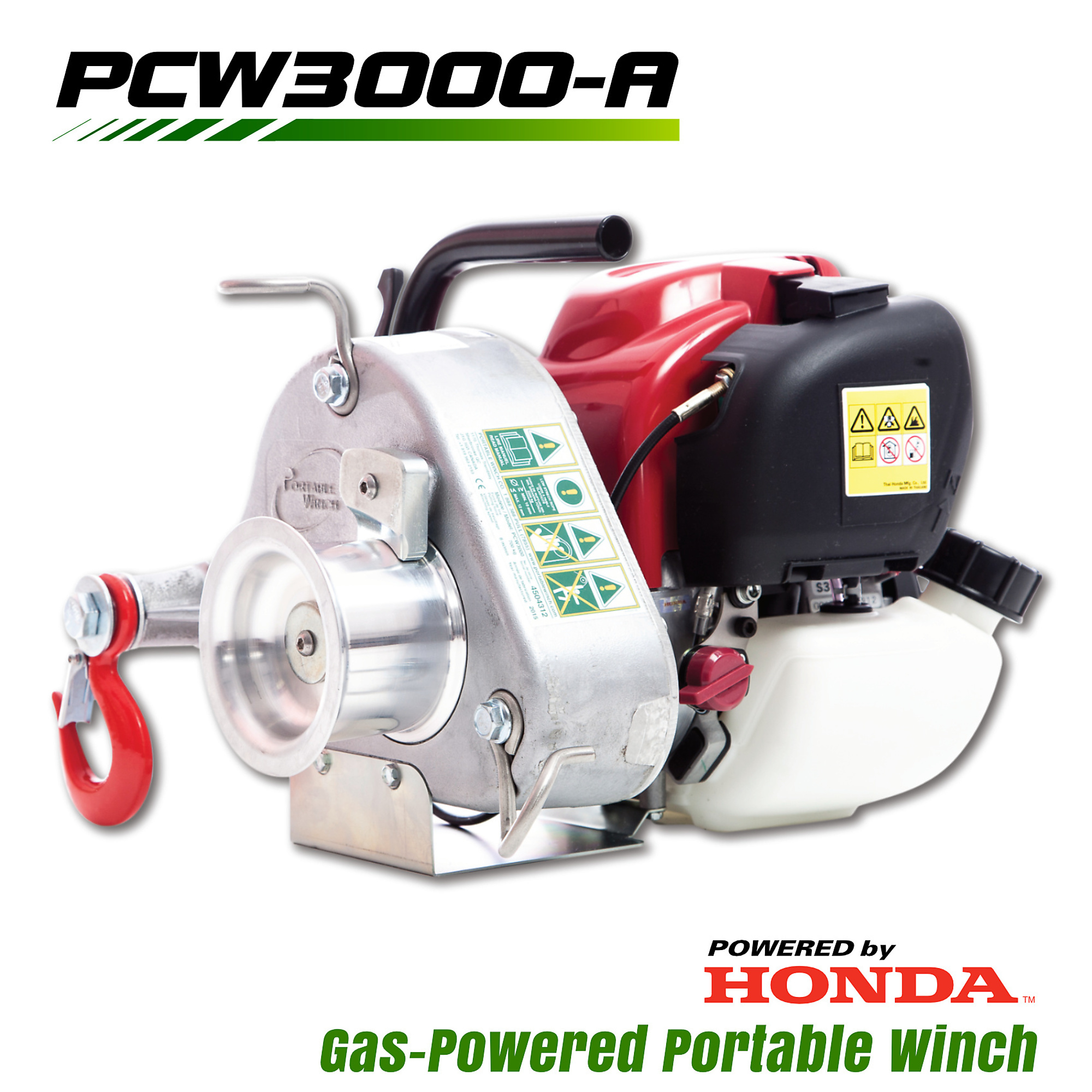 Portable Winch, Gas Pulling Winch Accessories - Honda GX35 Capacity (Line Pull) 1600 lb, Model PCW3000-A