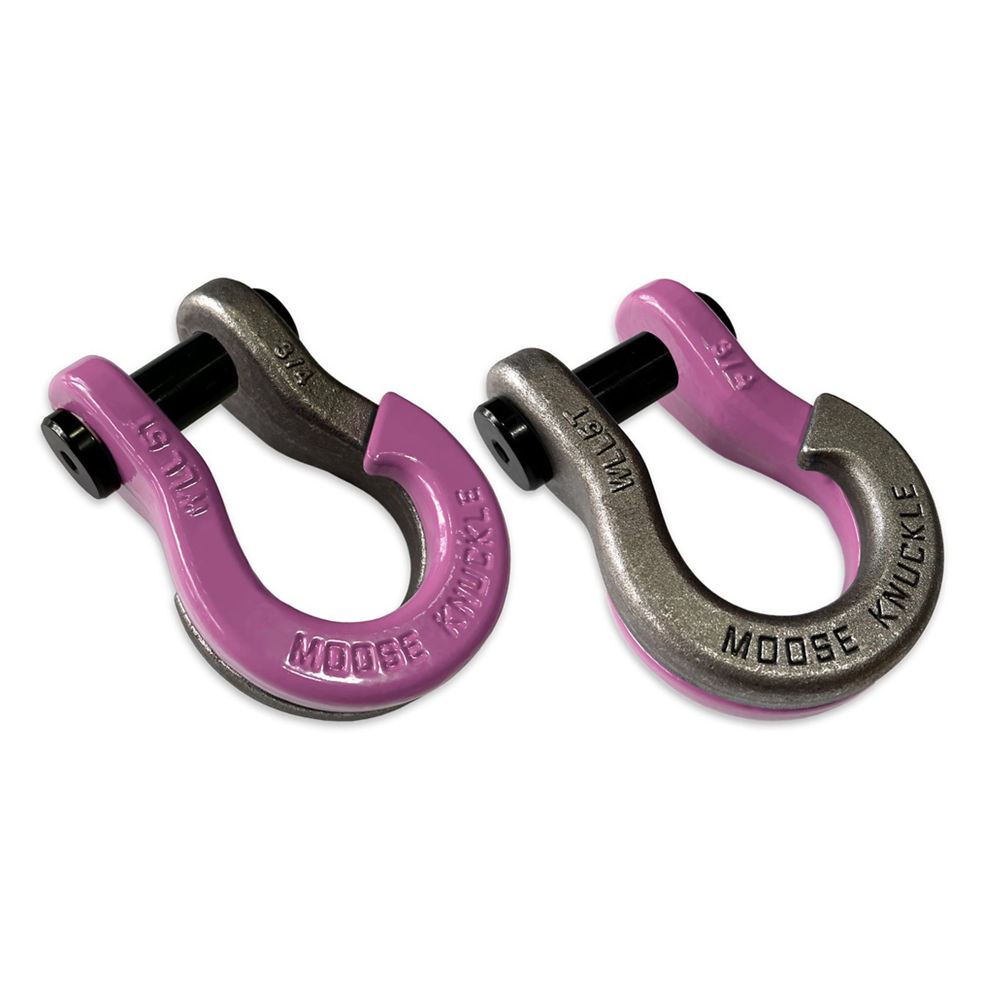 Moose Knuckle Offroad, 3/4 Jowl Split Shackle Pretty Pink / Raw Dog, Working Load Limit 10000 lb, Model FN000020-143