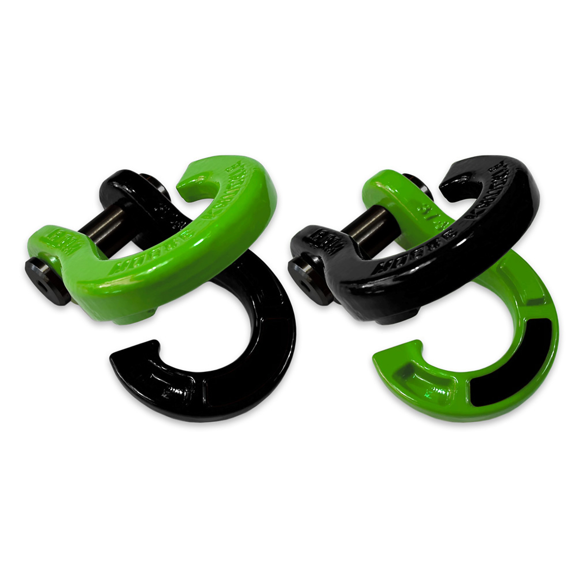 Moose Knuckle Offroad, 3/4 Jowl Split Shackle Sublime Green / Black Hole, Working Load Limit 10000 lb, Model FN000020-080