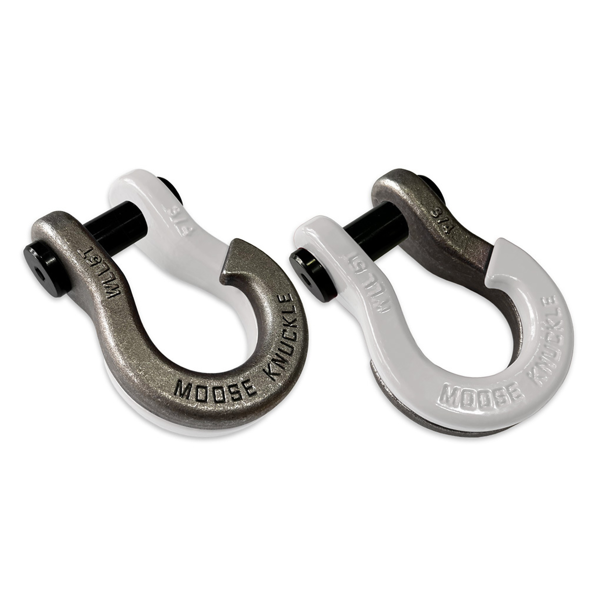 Moose Knuckle Offroad, 3/4 Jowl Split Shackle Raw Dog / Pure White, Working Load Limit 10000 lb, Model FN000020-173