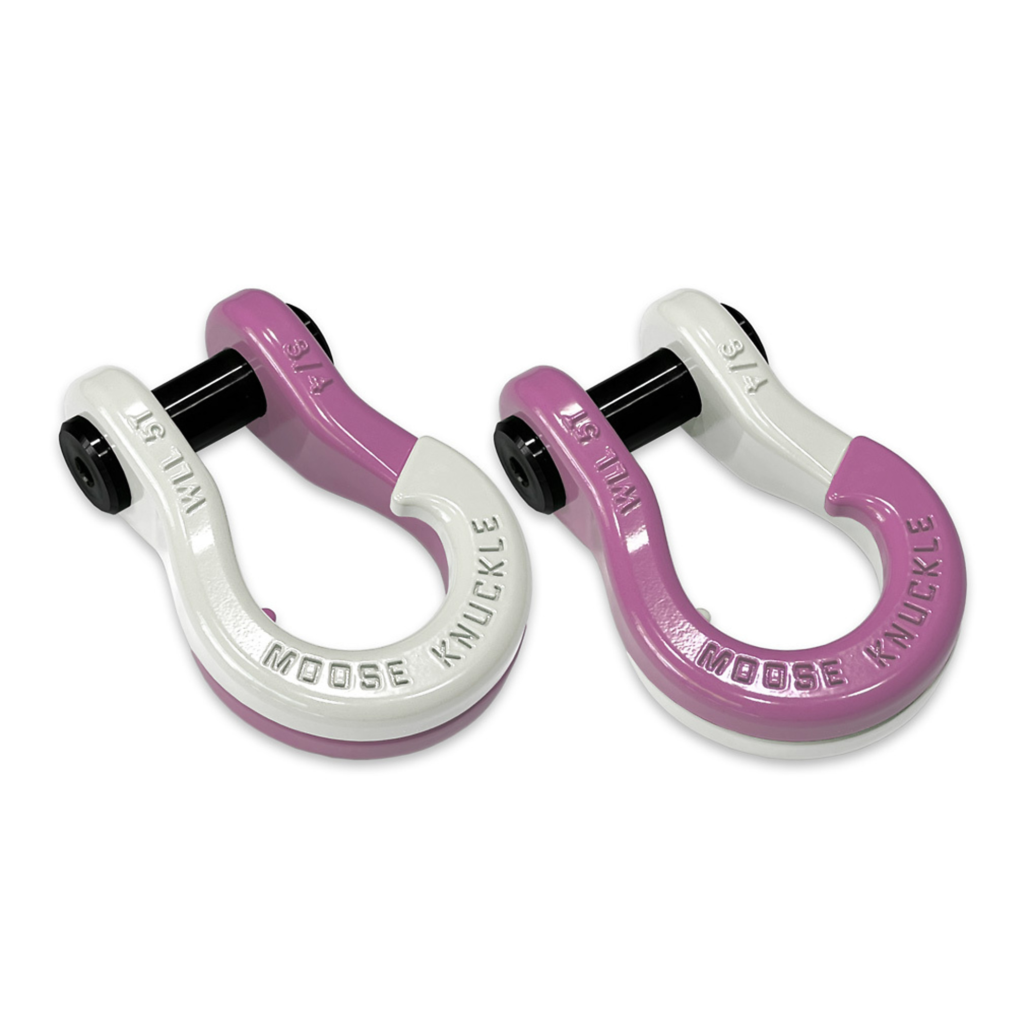 Moose Knuckle Offroad, 3/4 Jowl Split Shackle Pure White / Pretty Pink, Working Load Limit 10000 lb, Model FN000020-049