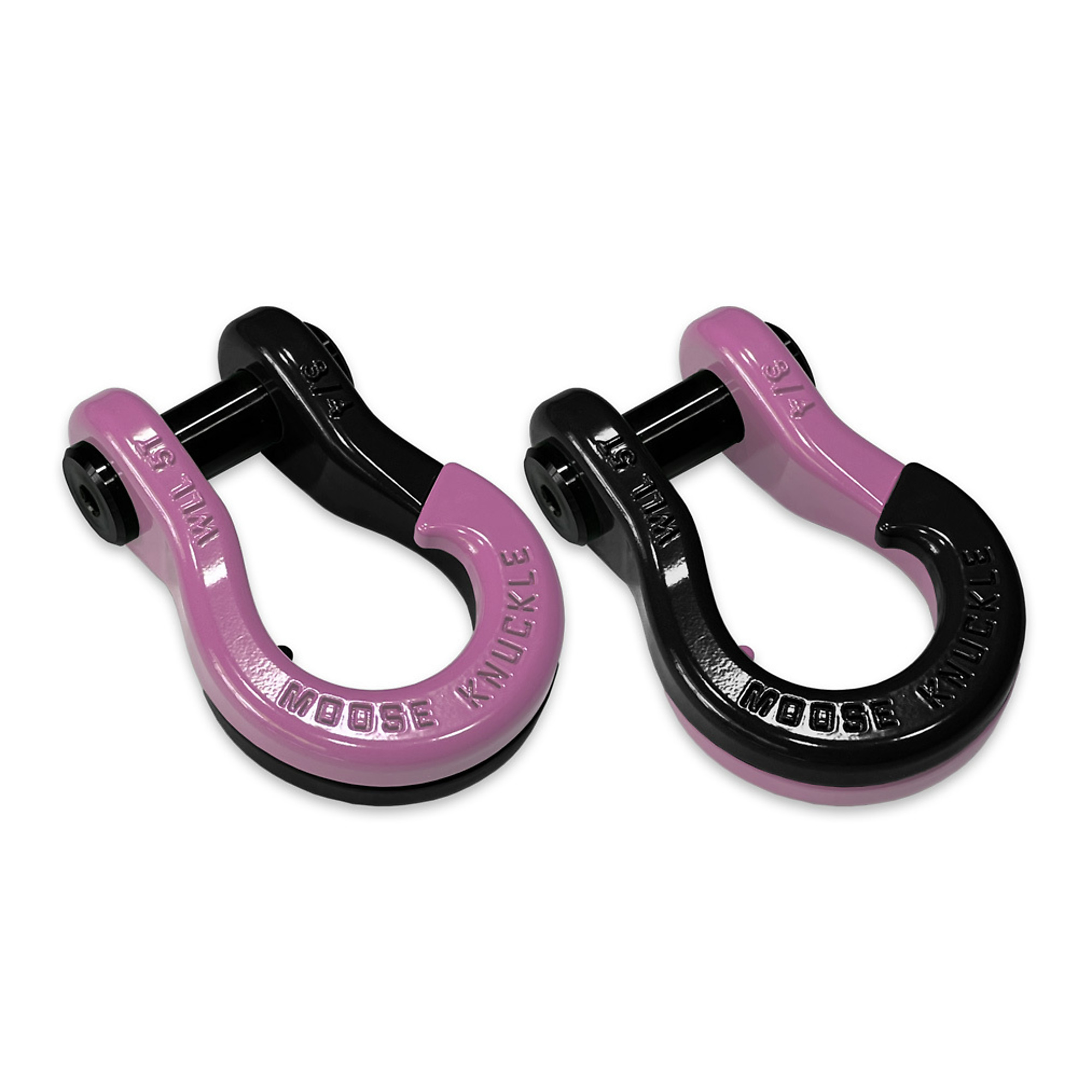 Moose Knuckle Offroad, 3/4 Jowl Split Shackle Pretty Pink / Black Hole, Working Load Limit 10000 lb, Model FN000020-132