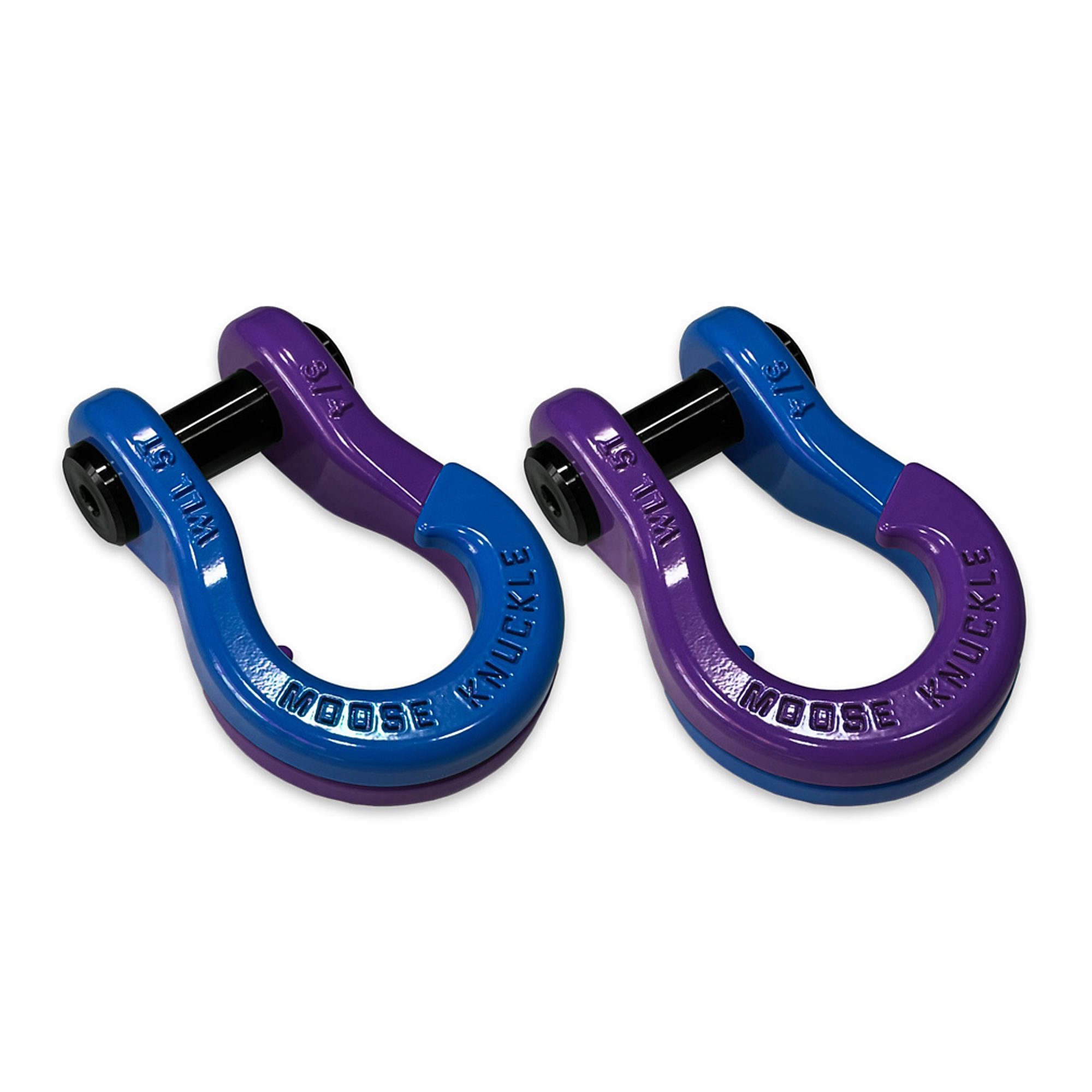 Moose Knuckle Offroad, 3/4 Jowl Split Shackle Blue Balls / Grape Escape, Working Load Limit 10000 lb, Model FN000020-070