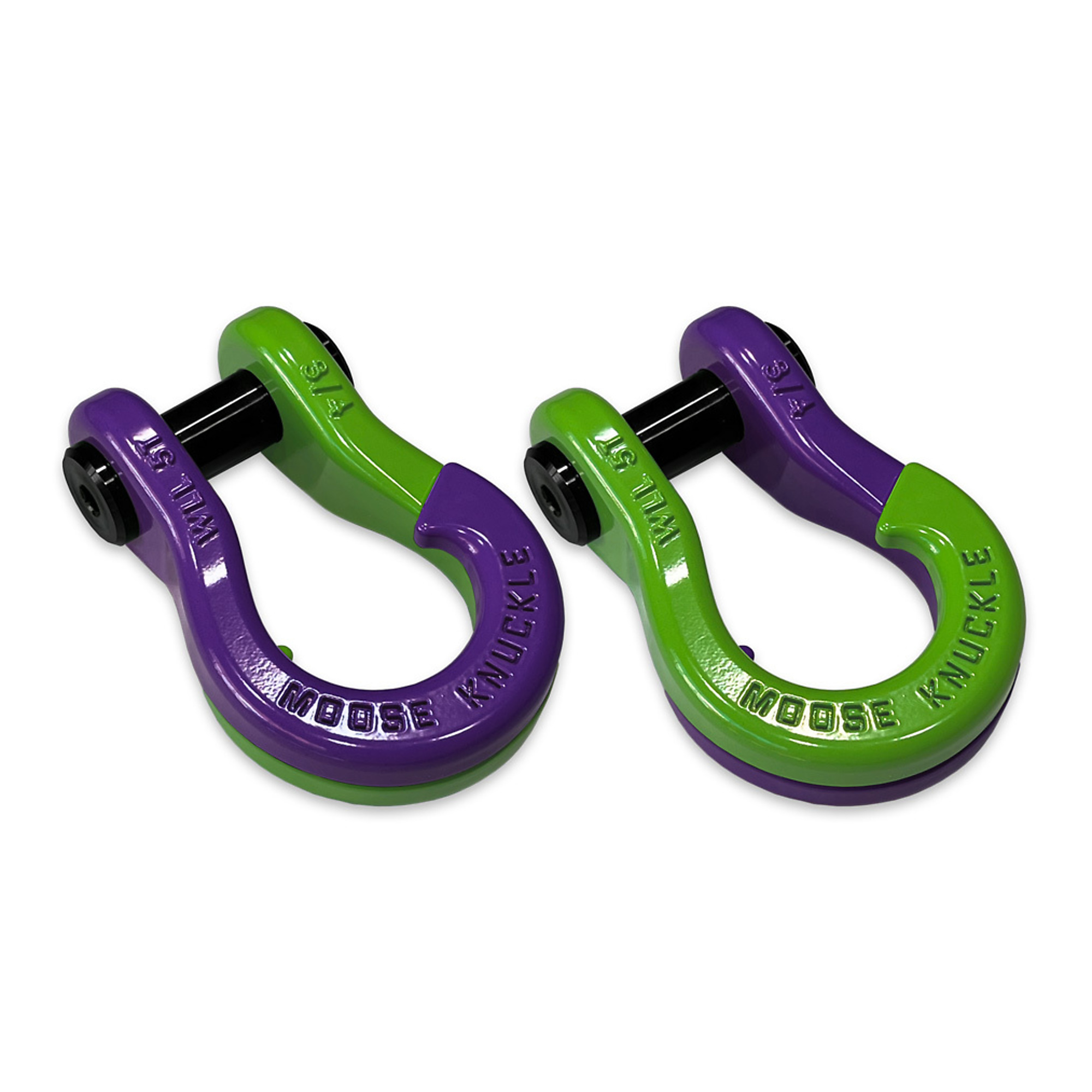 Moose Knuckle Offroad, 3/4 Jowl SplitShackle Grape Escape / Sublime Green, Working Load Limit 10000 lb, Model FN000020-058