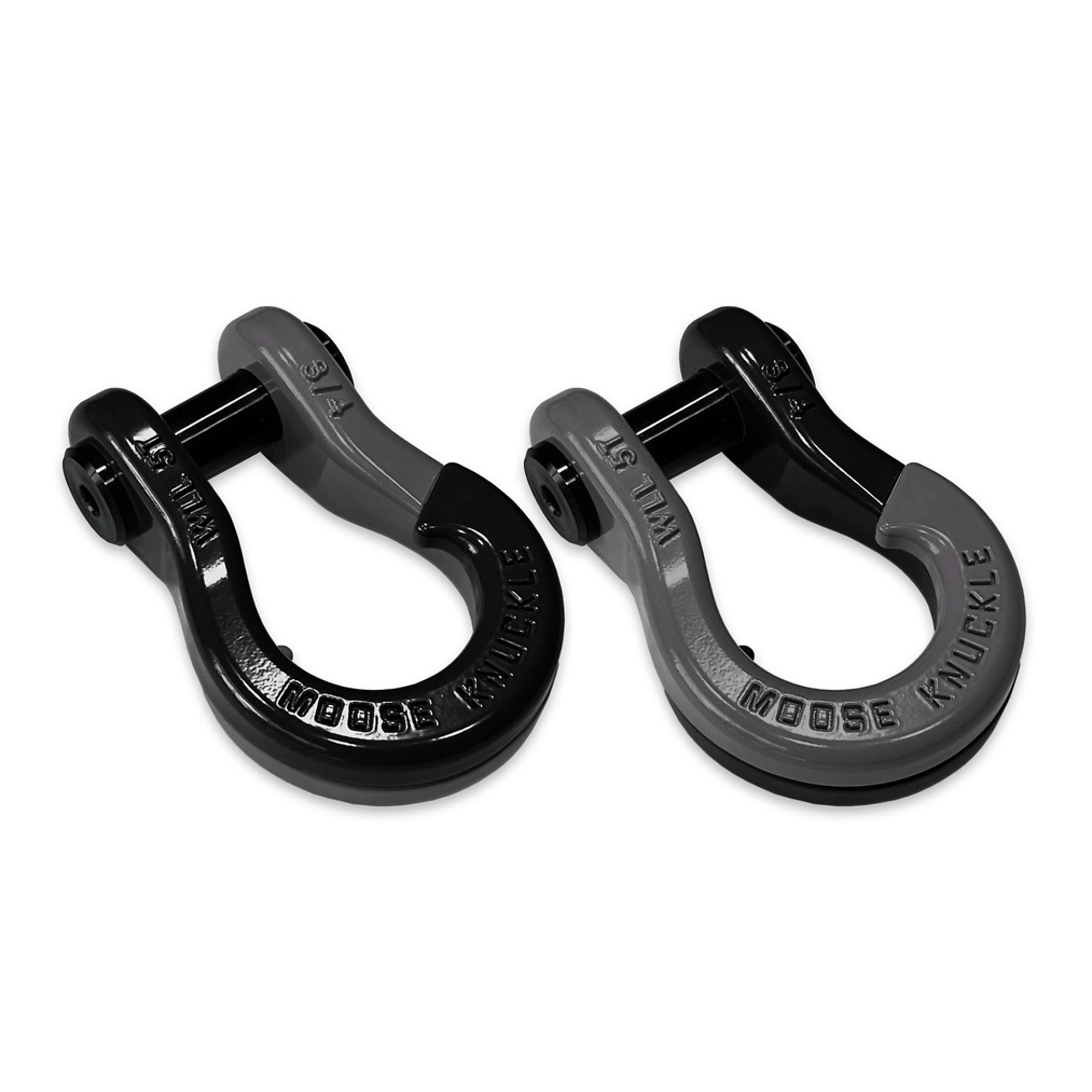 Moose Knuckle Offroad, 3/4 Jowl Split Shackle Black Hole / Gun Gray, Working Load Limit 10000 lb, Model FN000020-015