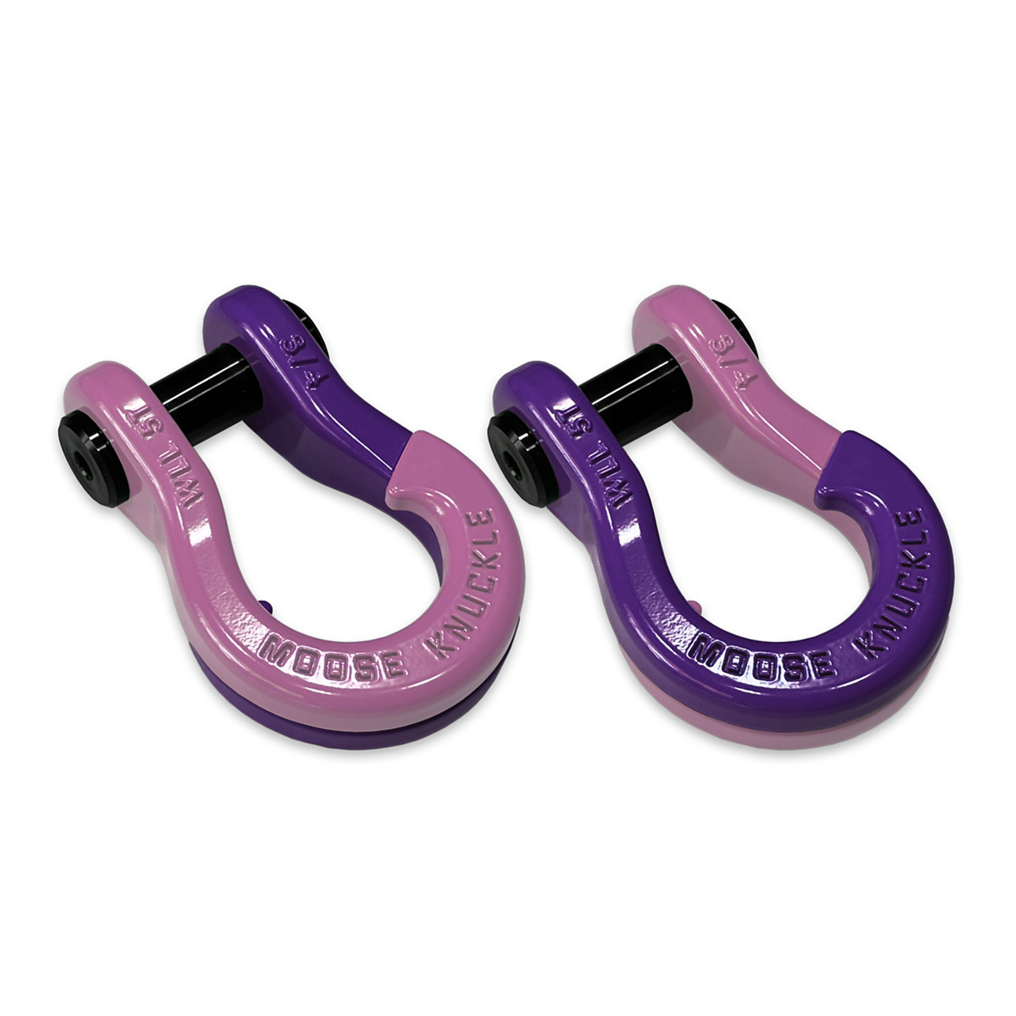 Moose Knuckle Offroad, 3/4 Jowl Split Shackle Pretty Pink / Grape Escape, Working Load Limit 10000 lb, Model FN000020-135