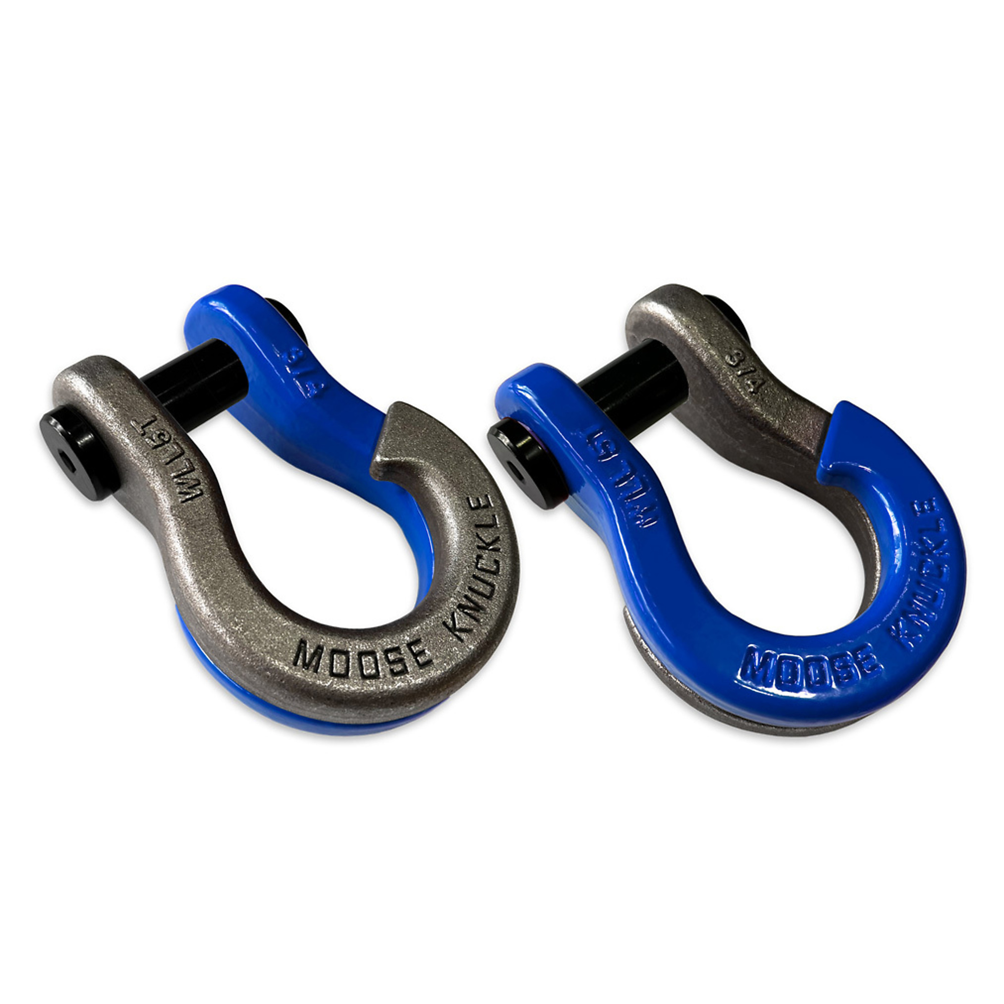 Moose Knuckle Offroad, 3/4 Jowl Split Shackle Raw Dog / Blue Balls, Working Load Limit 10000 lb, Model FN000020-175