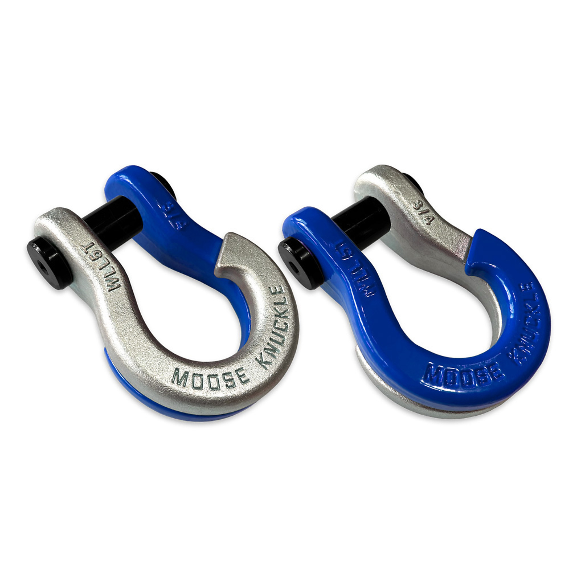 Moose Knuckle Offroad, 3/4 Jowl Split Shackle Nice Gal / Blue Balls, Working Load Limit 10000 lb, Model FN000020-149