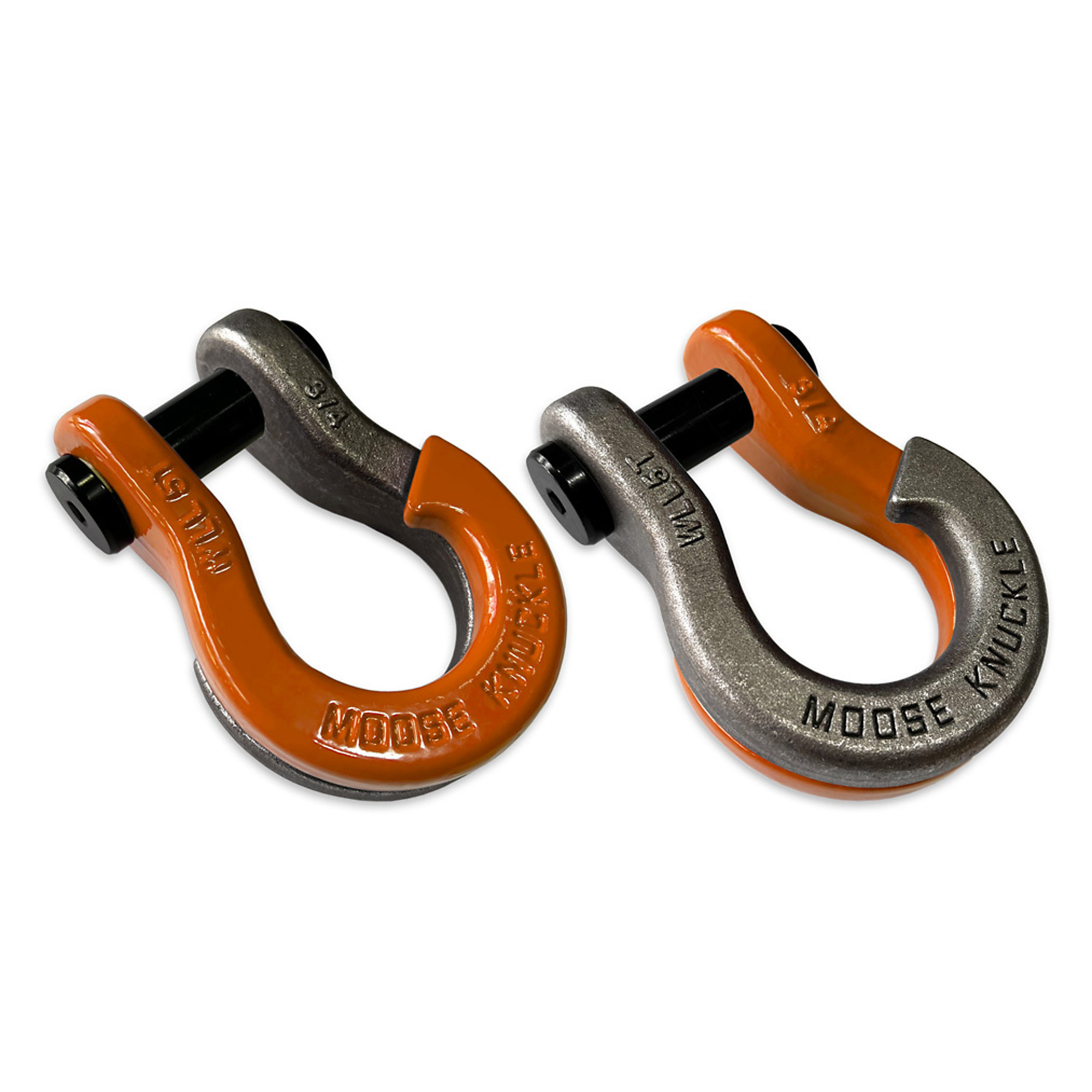 Moose Knuckle Offroad, 3/4 Jowl SplitShackle Obscene Orange / Raw Dog, Working Load Limit 10000 lb, Model FN000020-117