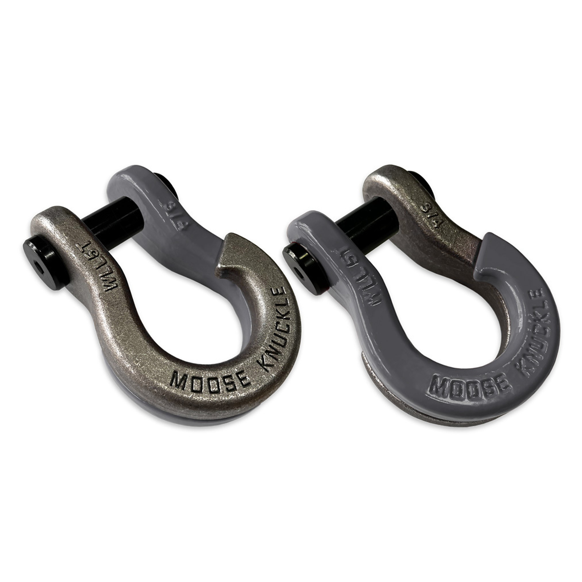 Moose Knuckle Offroad, 3/4 Jowl Split Shackle Raw Dog / Gun Gray, Working Load Limit 10000 lb, Model FN000020-172