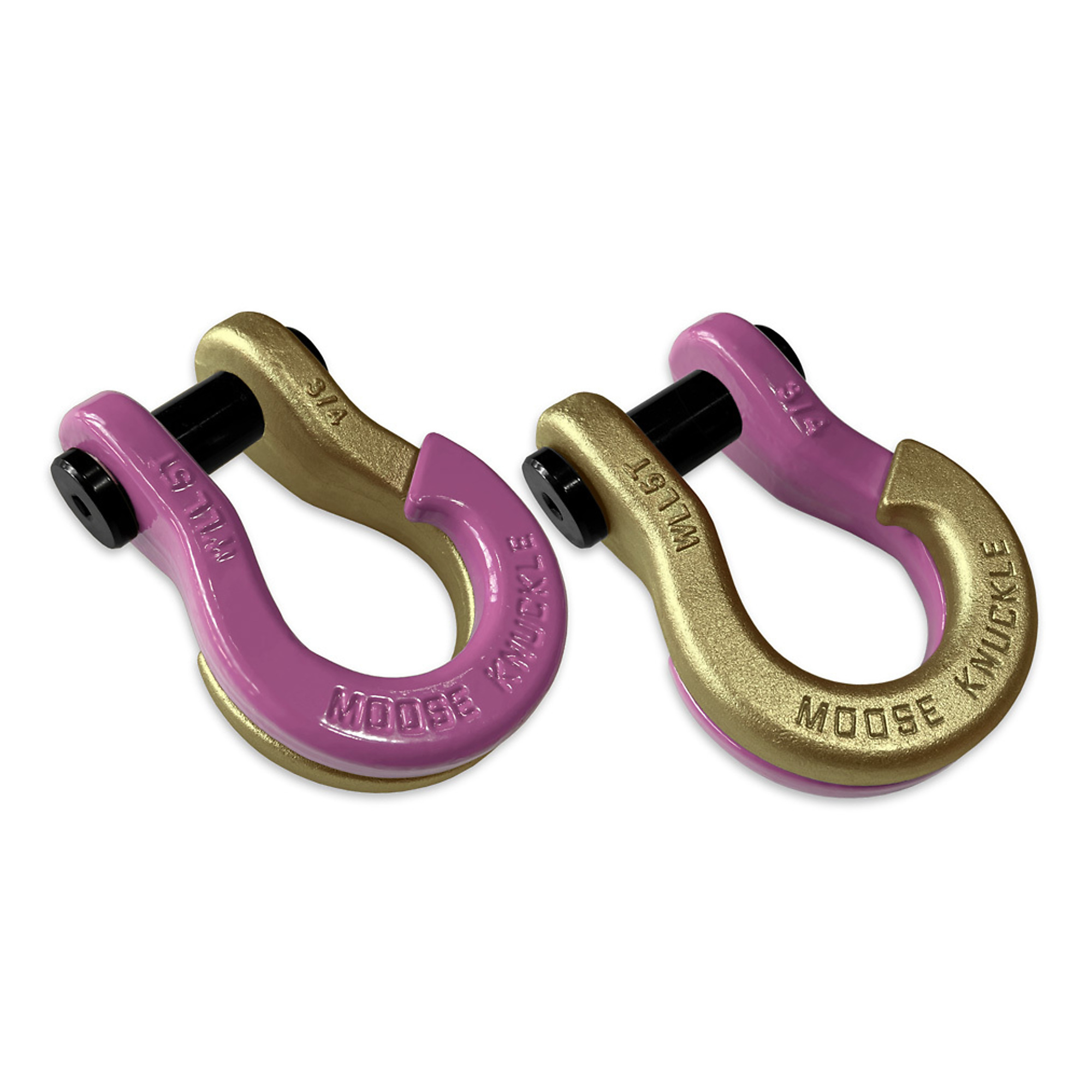 Moose Knuckle Offroad, 3/4 Jowl Split Shackle Pretty Pink / Brass Knuckle, Working Load Limit 10000 lb, Model FN000020-142