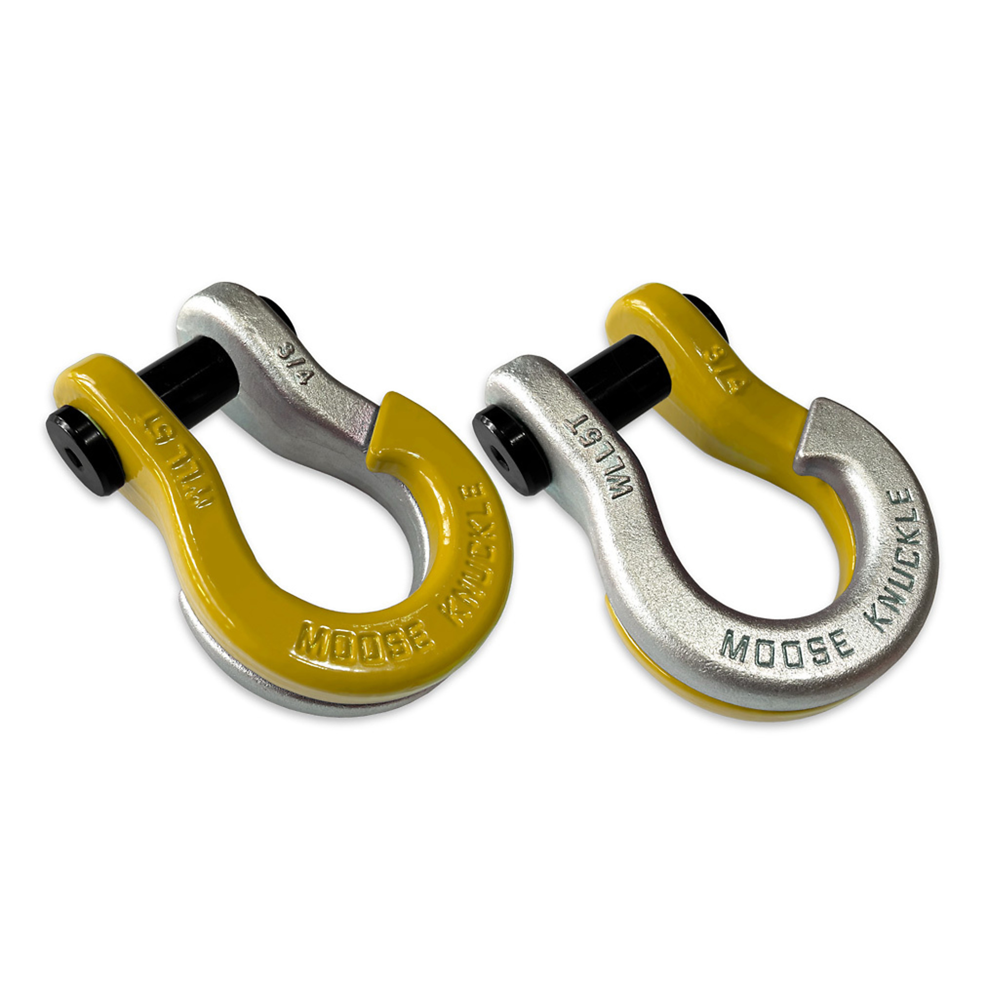 Moose Knuckle Offroad, 3/4 Jowl Split Shackle Detonator Yellow / Nice Gal, Working Load Limit 10000 lb, Model FN000020-102