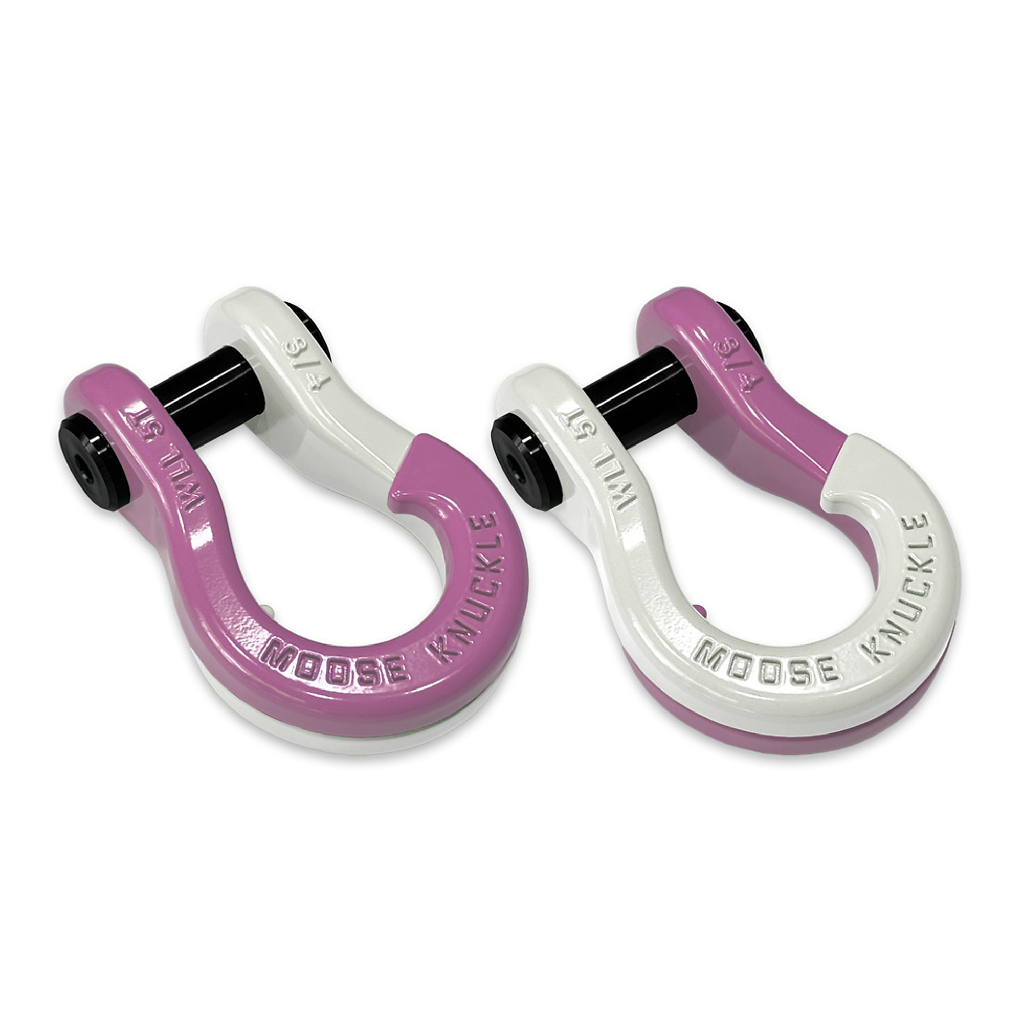 Moose Knuckle Offroad, 3/4 Jowl Split Shackle Pretty Pink / Pure White, Working Load Limit 10000 lb, Model FN000020-134