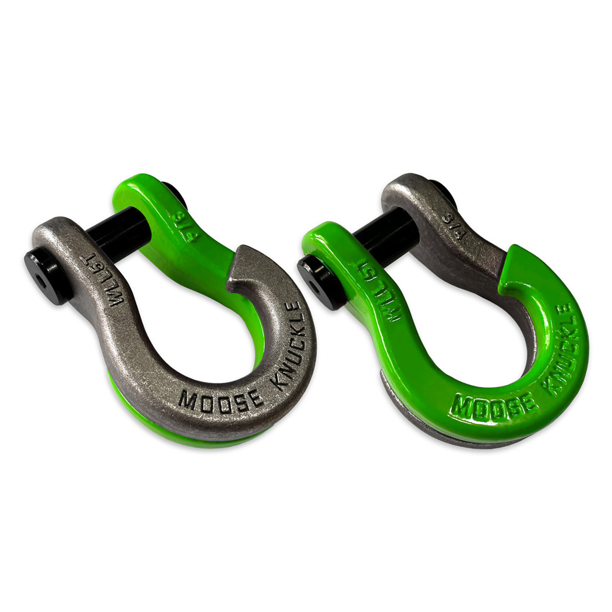 Moose Knuckle Offroad, 3/4 Jowl Split Shackle Raw Dog / Sublime Green, Working Load Limit 10000 lb, Model FN000020-176