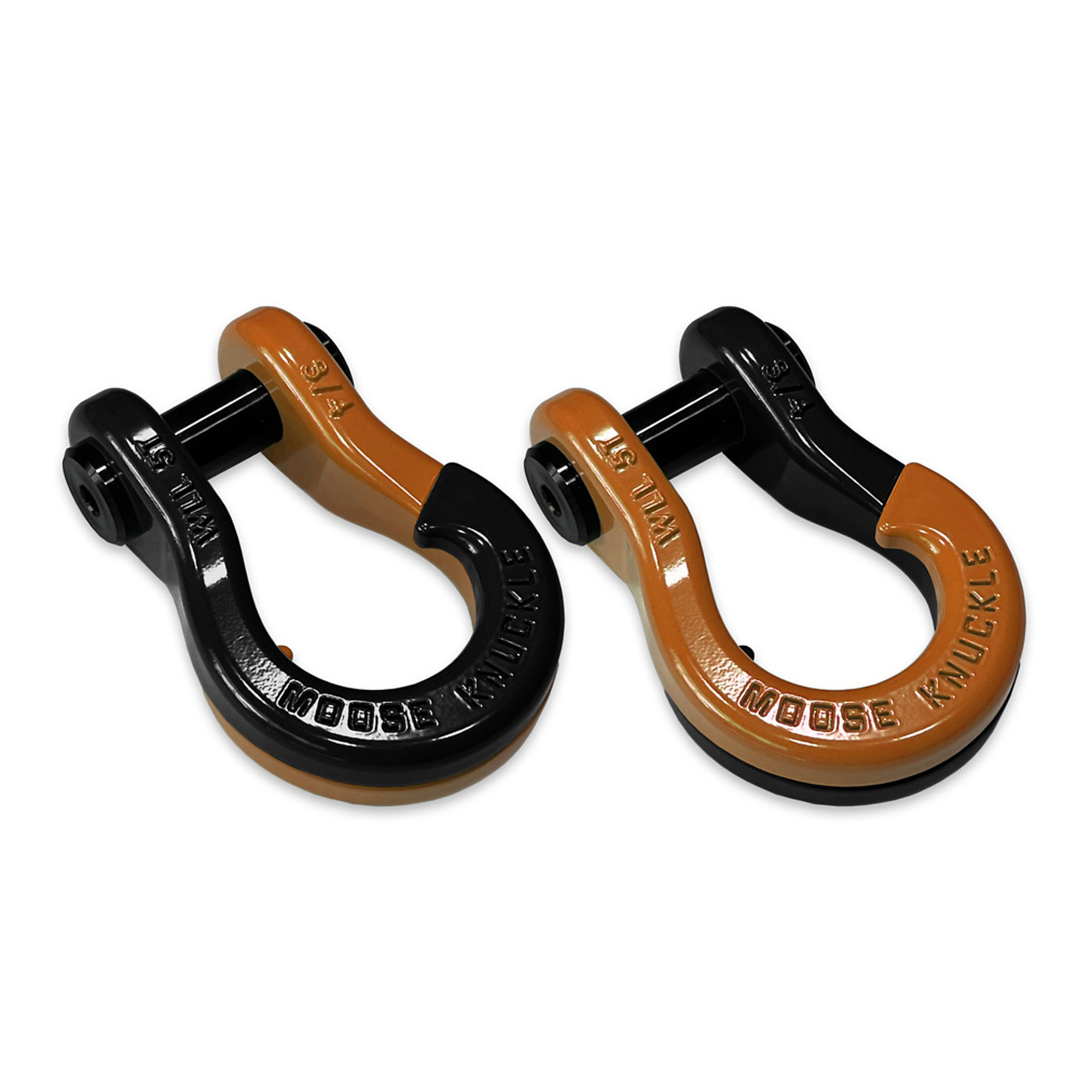 Moose Knuckle Offroad, 3/4 Jowl Split Shackle Black Hole / Obscene Orange, Working Load Limit 10000 lb, Model FN000020-021