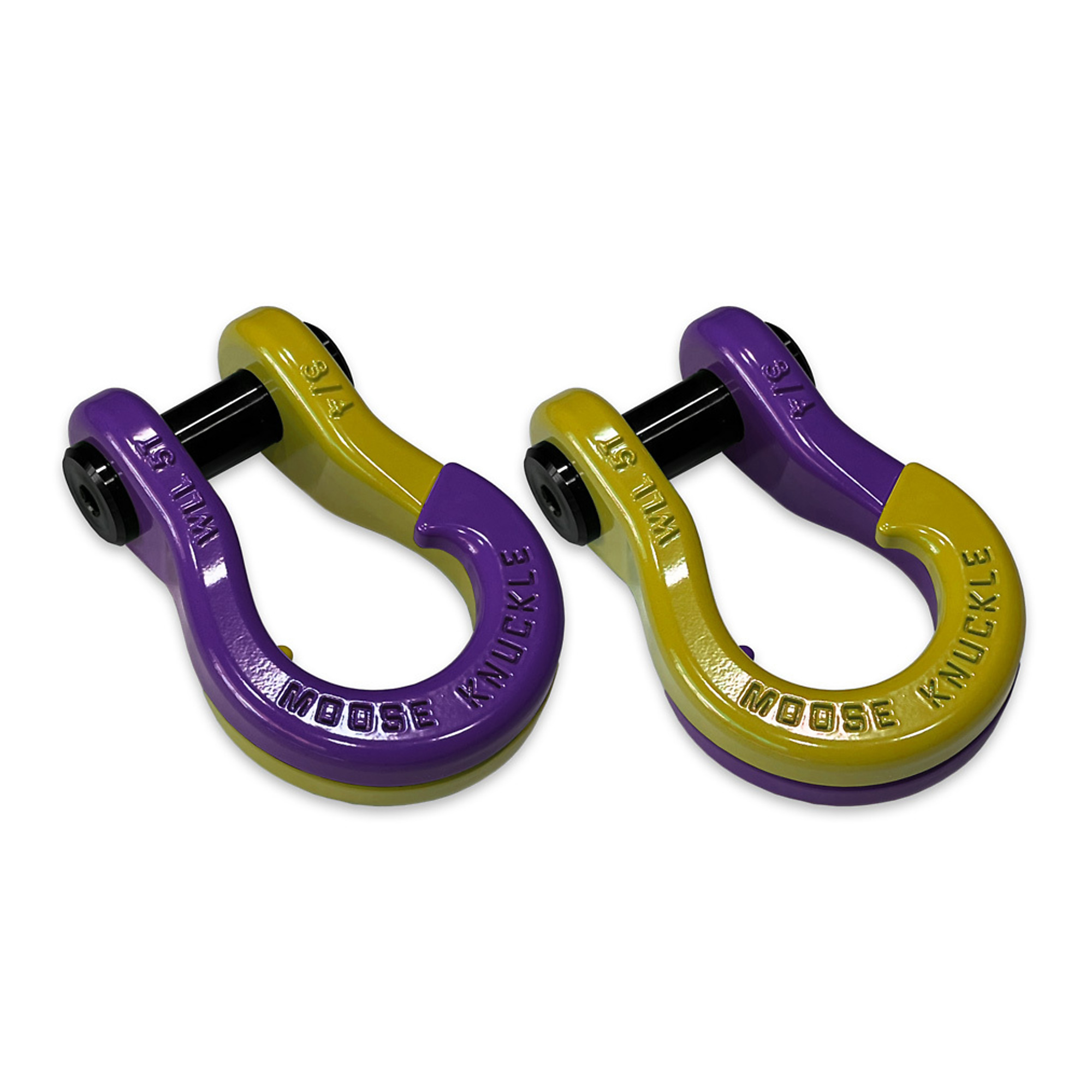 Moose Knuckle Offroad, 3/4 Jowl SplitShackle Grape Escape / Detonator Yellow, Working Load Limit 10000 lb, Model FN000020-059