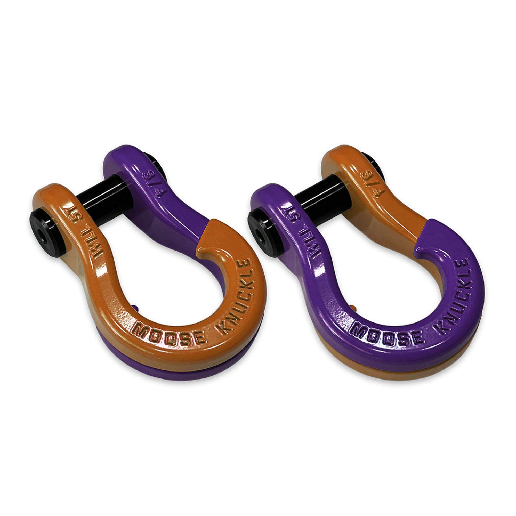 Moose Knuckle Offroad, 3/4 Jowl SplitShackle Obscene Orange / Grape Escape, Working Load Limit 10000 lb, Model FN000020-109