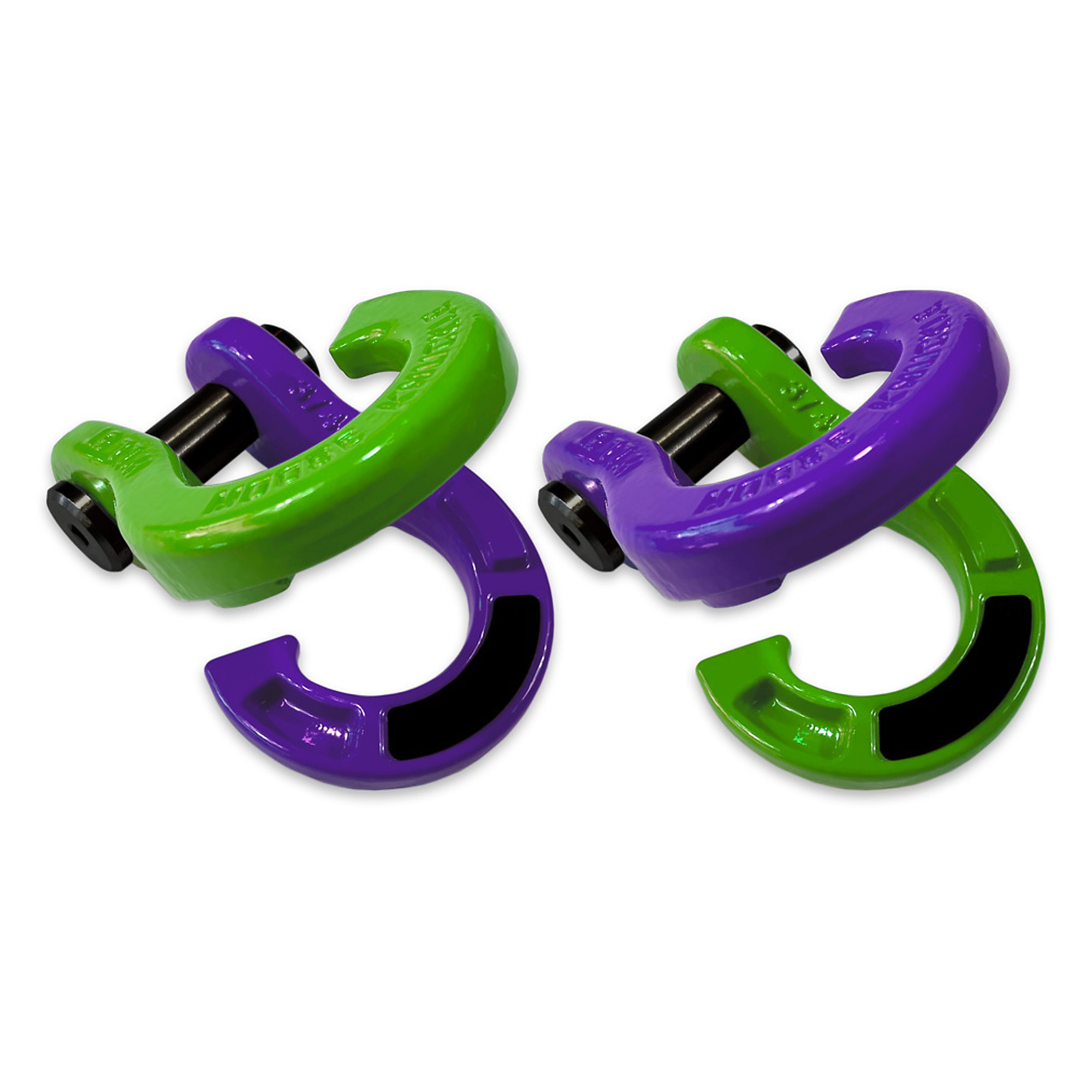 Moose Knuckle Offroad, 3/4 Jowl Split Shackle Sublime Green / Grape Escape, Working Load Limit 10000 lb, Model FN000020-083