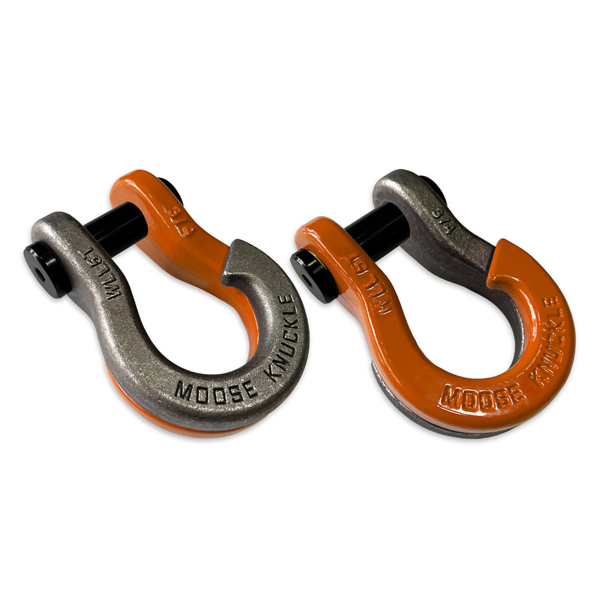 Moose Knuckle Offroad, 3/4 Jowl Split Shackle Raw Dog / Obscene Orange, Working Load Limit 10000 lb, Model FN000020-178