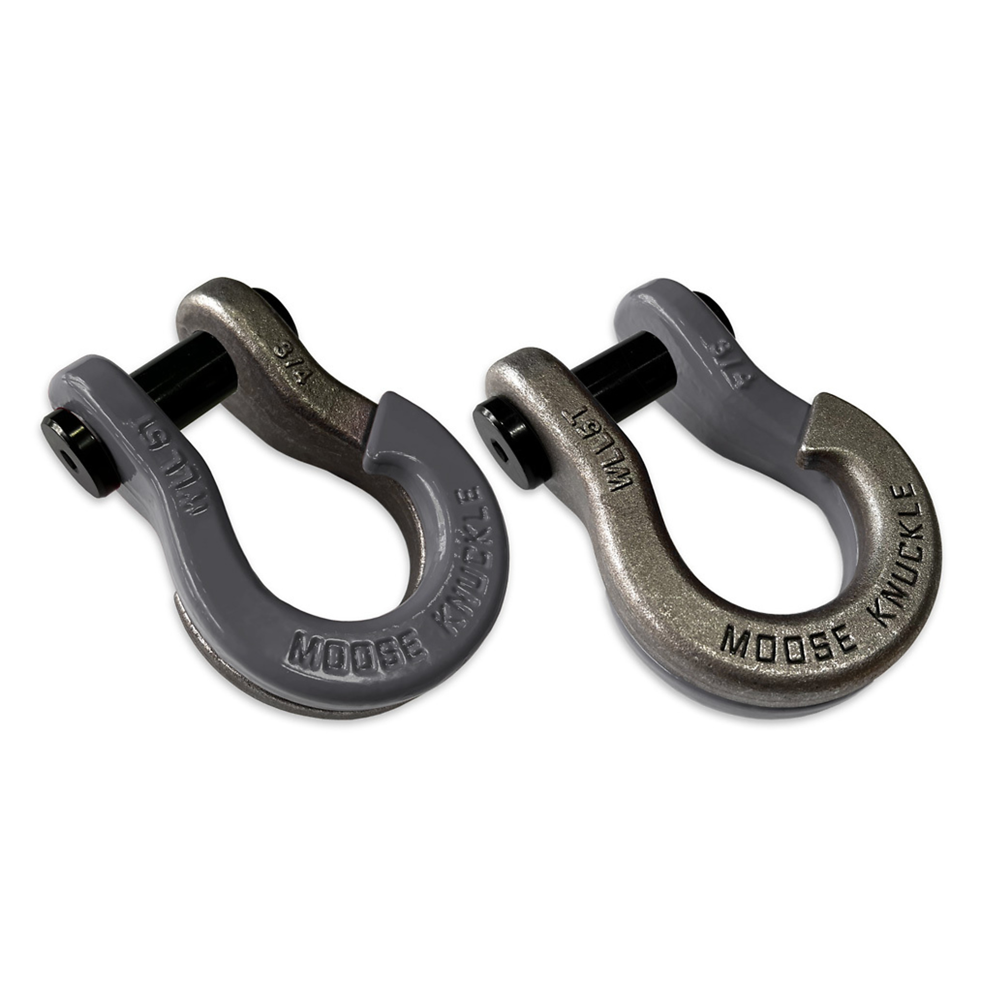 Moose Knuckle Offroad, 3/4 Jowl Split Shackle Gun Gray / Raw Dog, Working Load Limit 10000 lb, Model FN000020-039