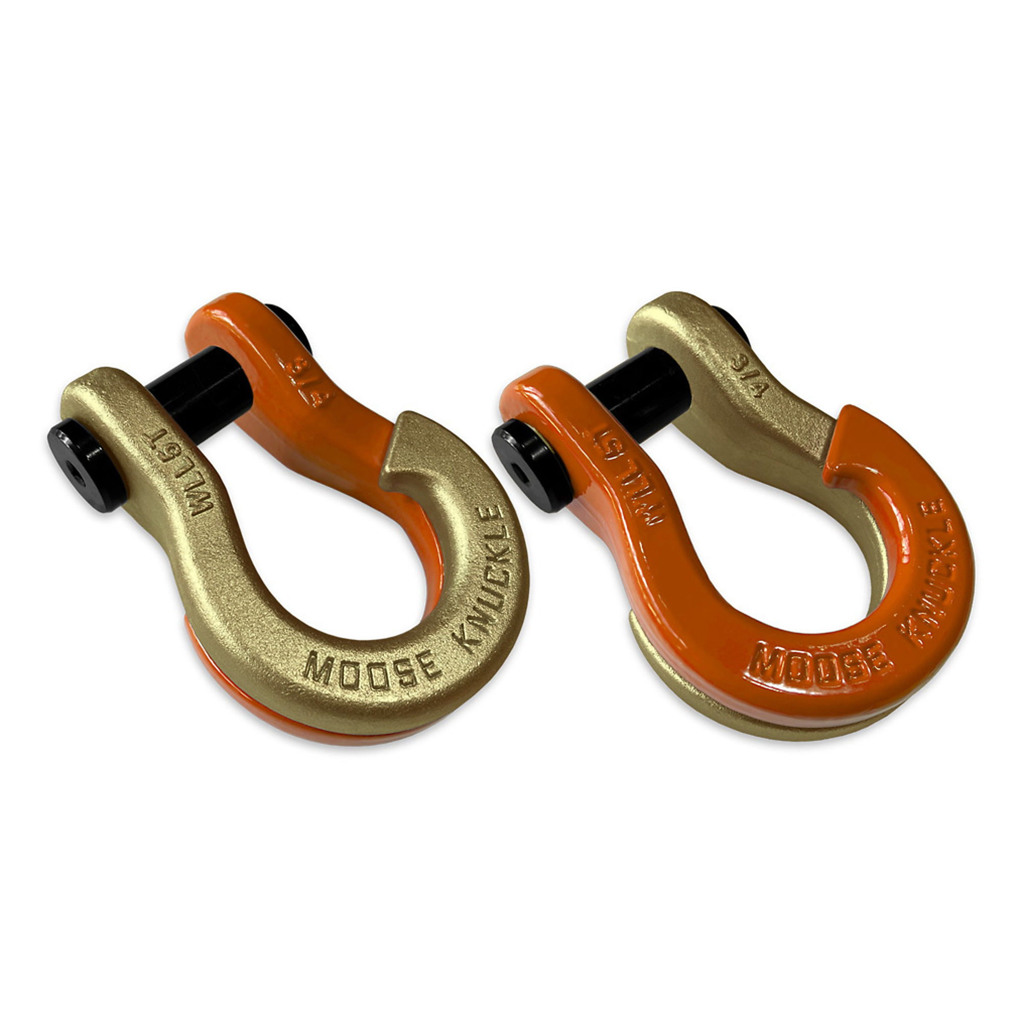 Moose Knuckle Offroad, 3/4 Jowl Split Shackle Brass Knuckle / Obscene Orange, Working Load Limit 10000 lb, Model FN000020-165