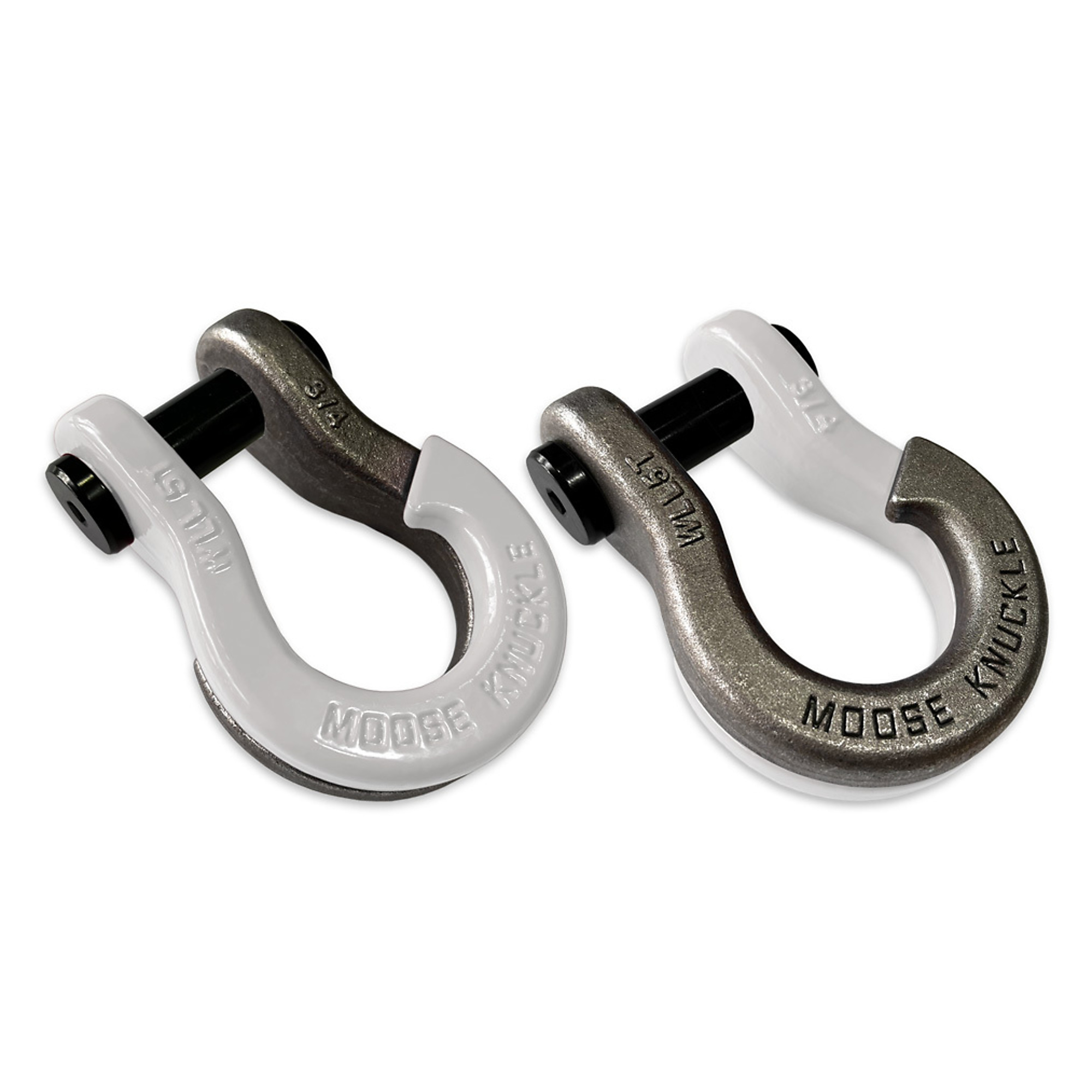 Moose Knuckle Offroad, 3/4 Jowl Split Shackle Pure White / Raw Dog, Working Load Limit 10000 lb, Model FN000020-052