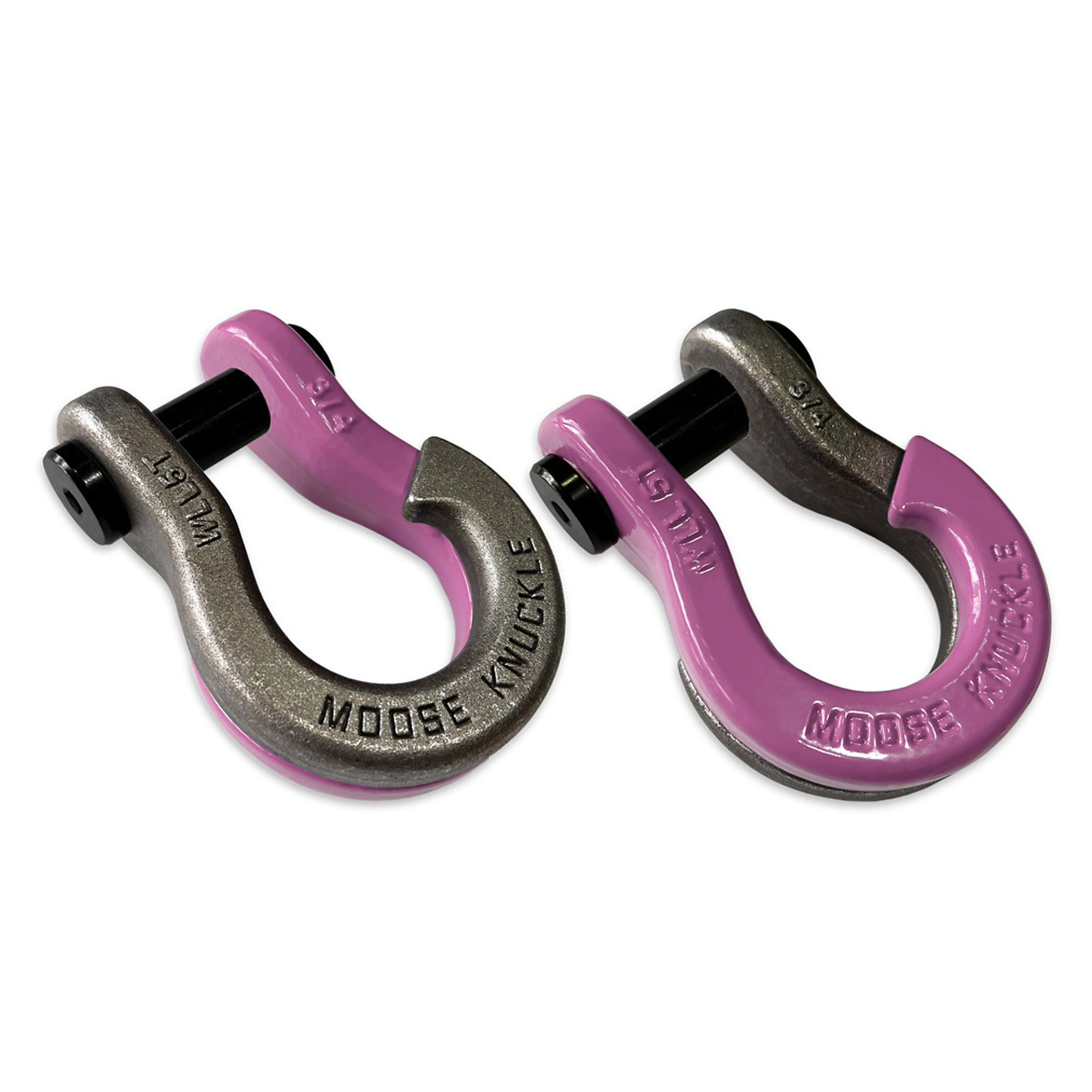 Moose Knuckle Offroad, 3/4 Jowl Split Shackle Raw Dog / Pretty Pink, Working Load Limit 10000 lb, Model FN000020-180